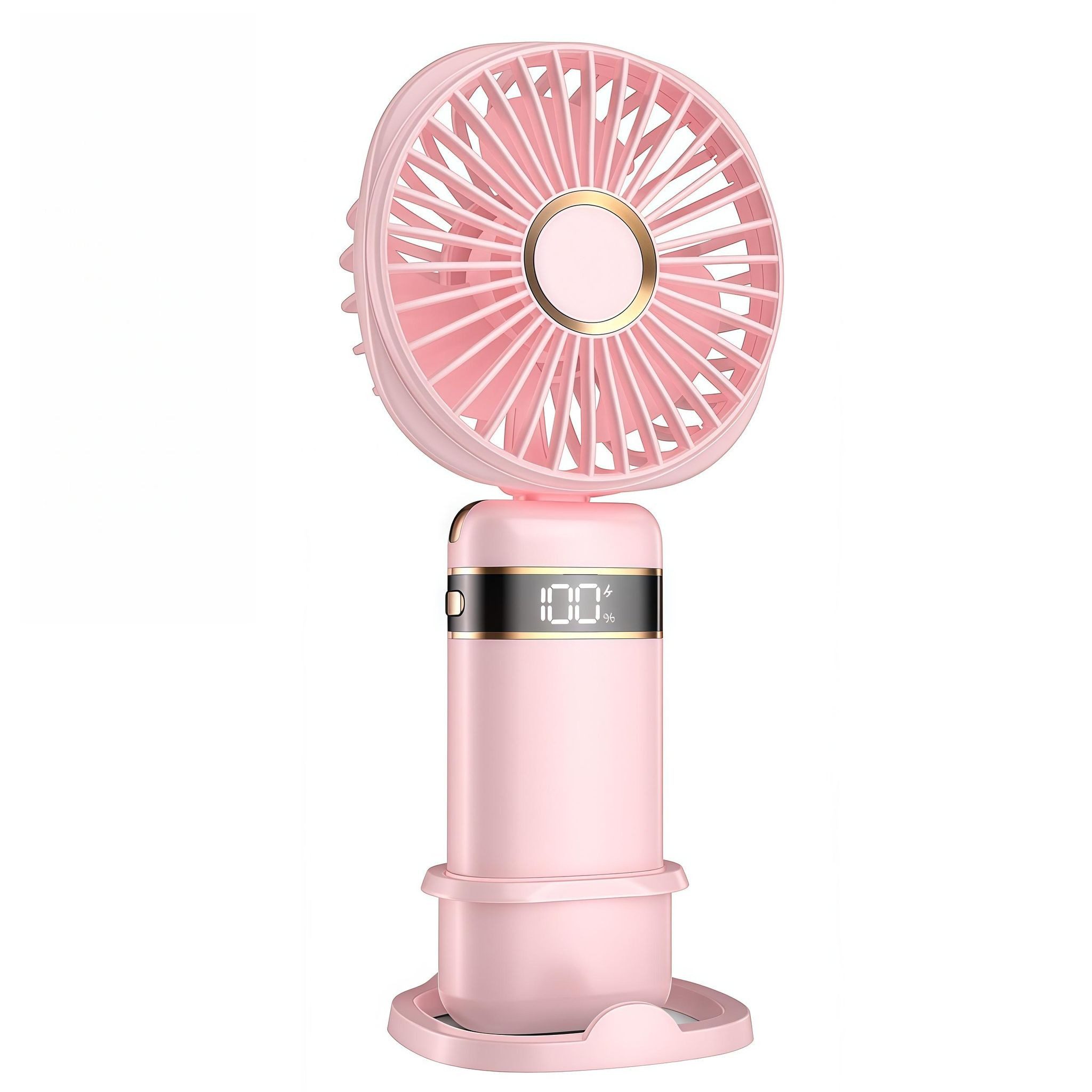 FELIXLEO Handventilator 3 in 1 Handventilator Mini Ventilator 2400mAh Faltbarer USB Rosa