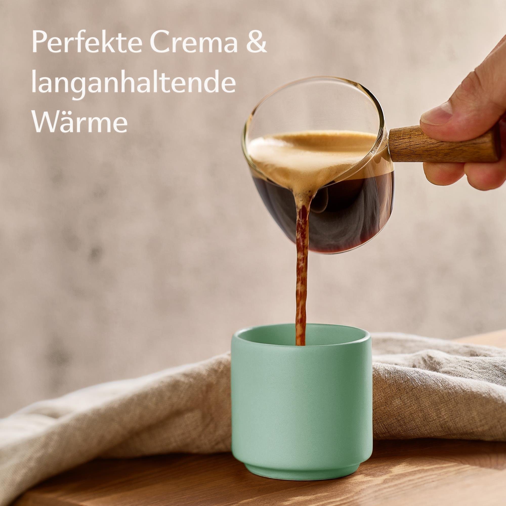 - - Hitzebeständig Kaffeegenuss, Minimalistisch Keramik Dickwandig aus - Set Design Cosumy Matte Pastellfarben 4er Stapelbares 80 - & Keramik, ml Moderne Espressotasse