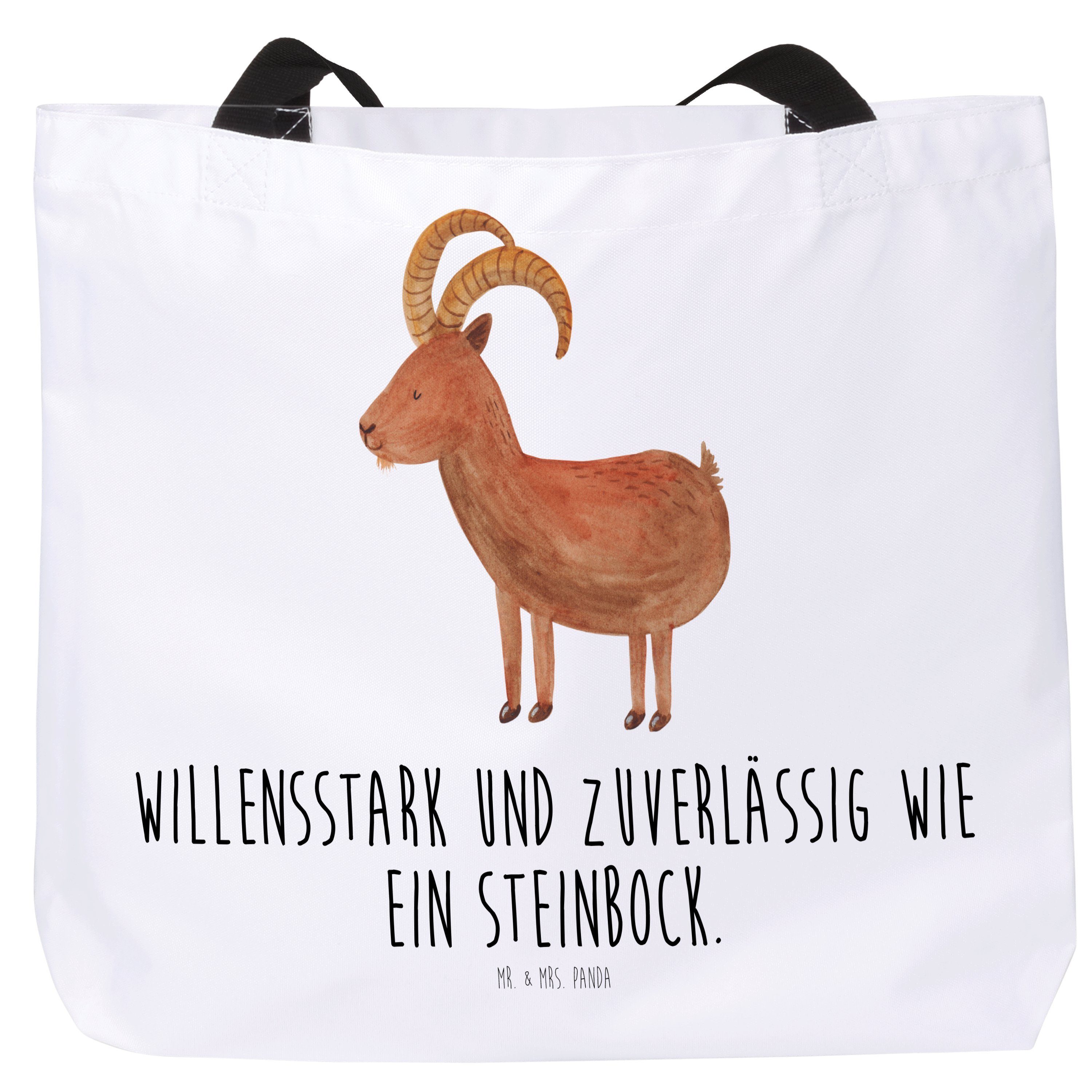 Mr. & Sternzeichen - (1-tlg) Mrs. Geschenk, Panda Tierkreiszeich Weiß Steinbock Schulbeutel, - Shopper