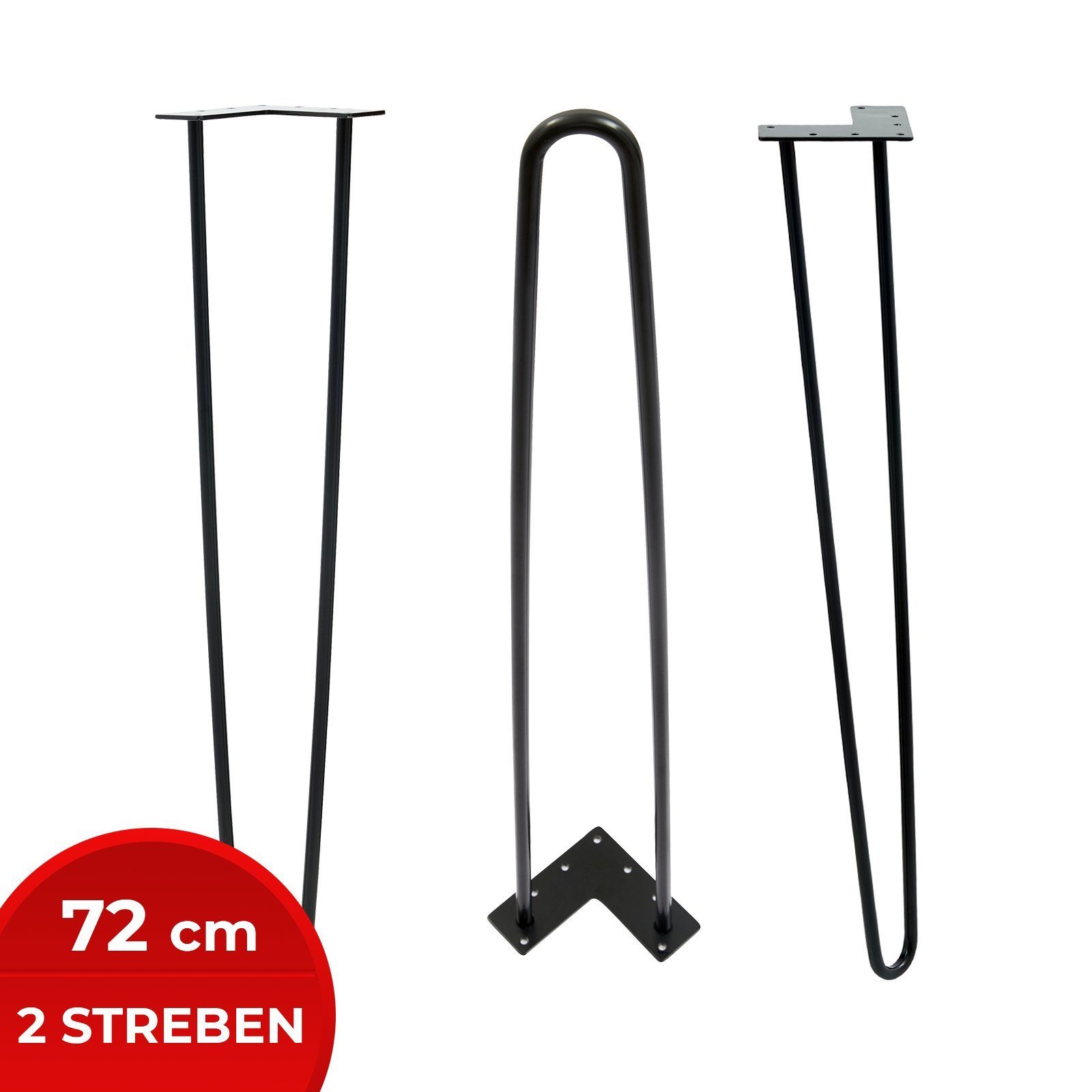 VENDOMNIA Tischbein Hairpin 4er Set, Metall, aus Stahl, 2 oder 3 Streben, G günstig online kaufen