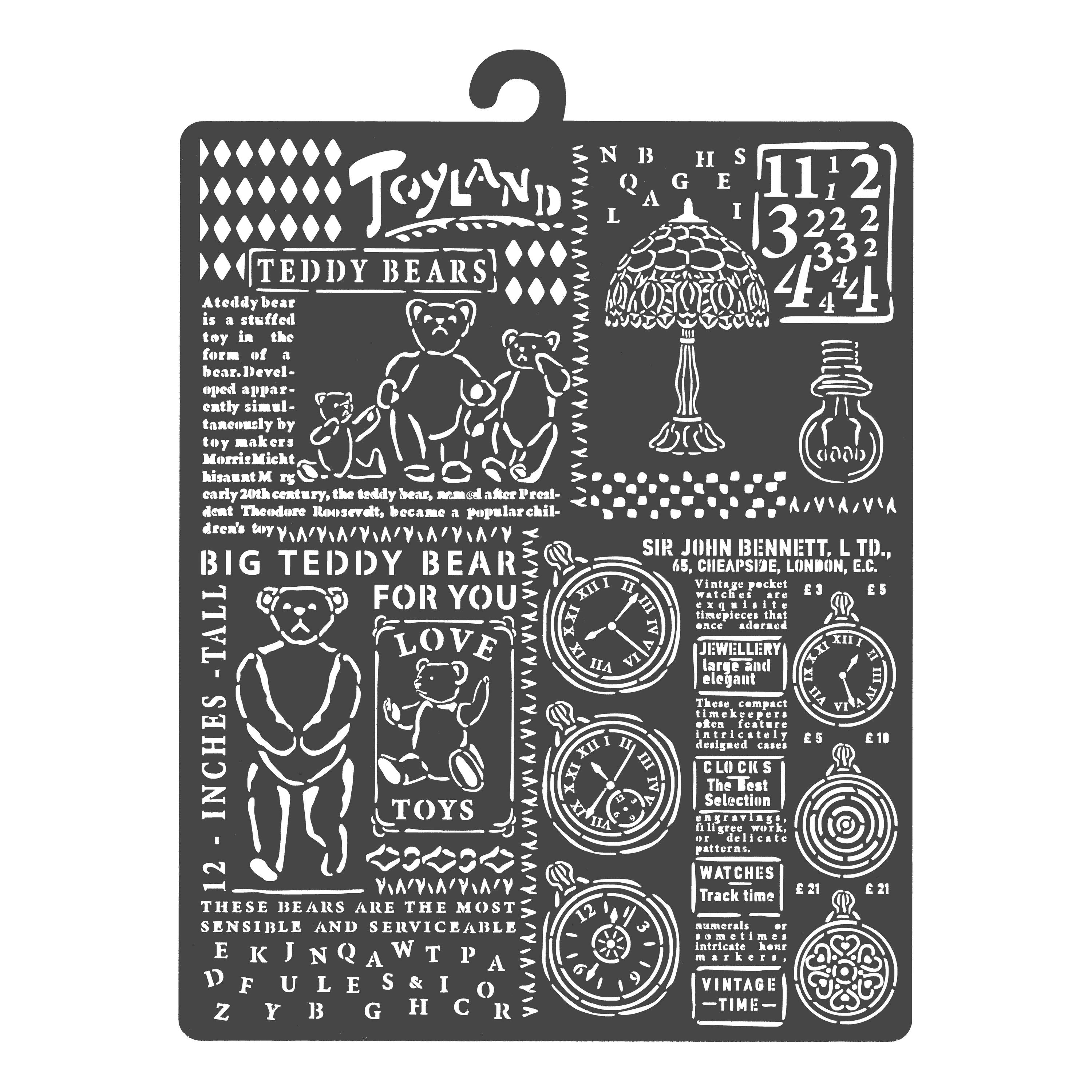 Stamperia Malschablone Brocante Antiques -Teddy Bear, 20 cm x 25 cm