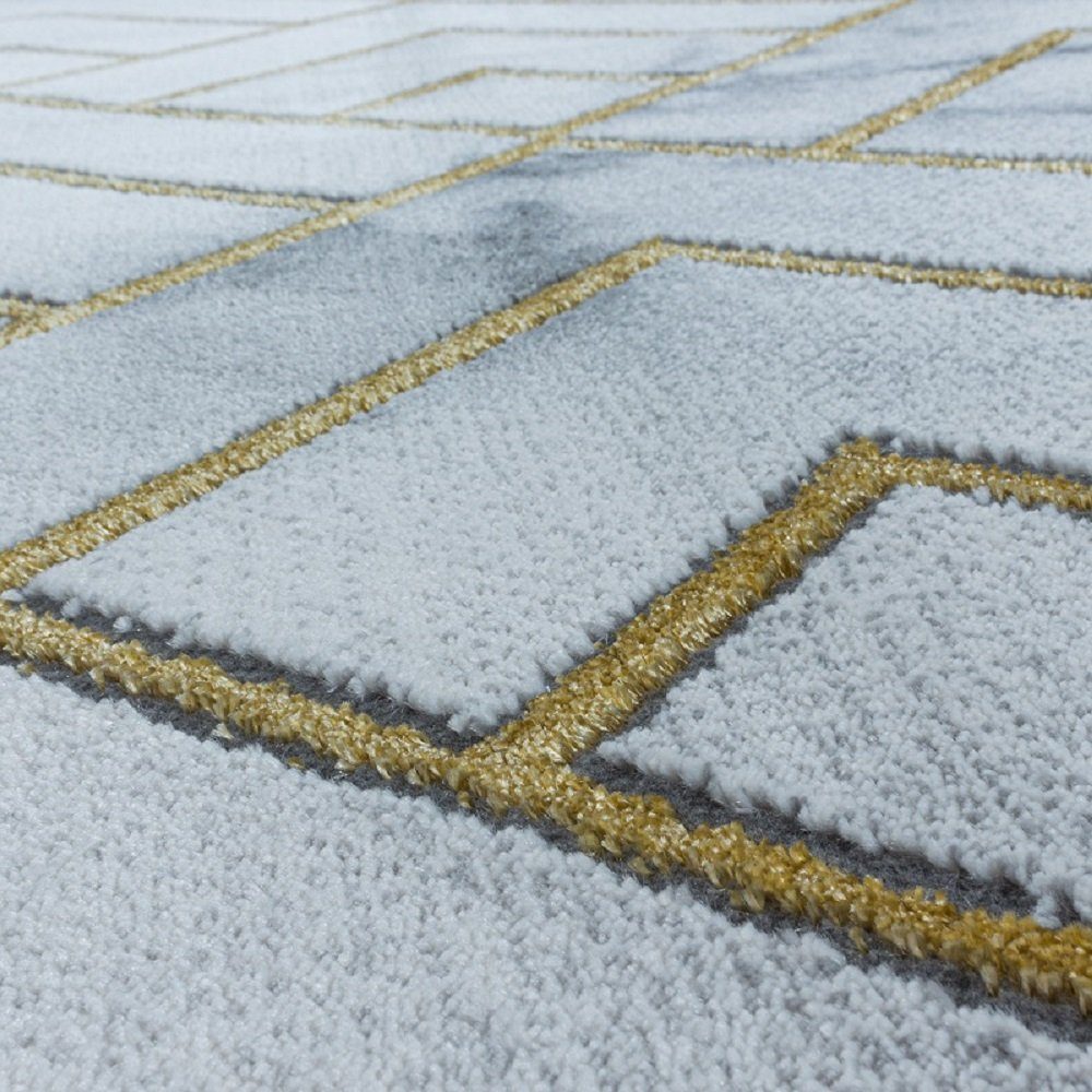 Teppich exklusiver Teppich mit Marmoroptik, Gold und Giantore, edel modern, rechteck