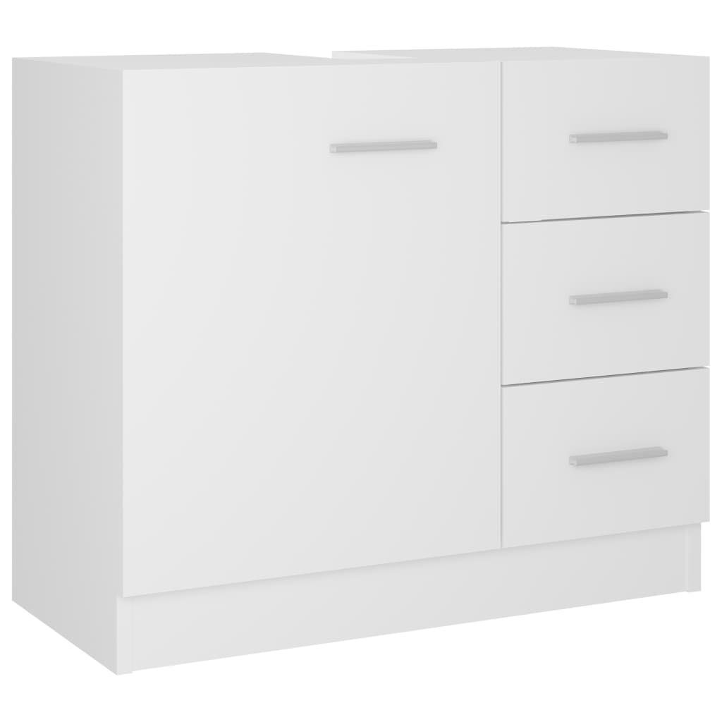 vidaXL Badezimmer-Set Waschbeckenunterschrank Weiß Holzwerkstoff, 63x30x54 (1-St) cm