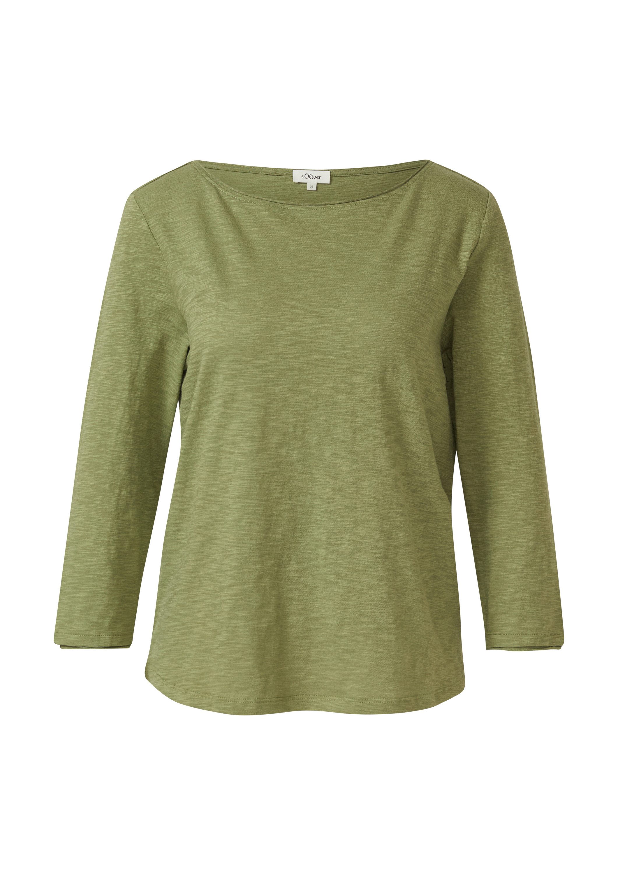 s.Oliver 3/4-Arm-Shirt T-Shirt Shirt mit Flammgarnstruktur und 3/4-Ärmeln