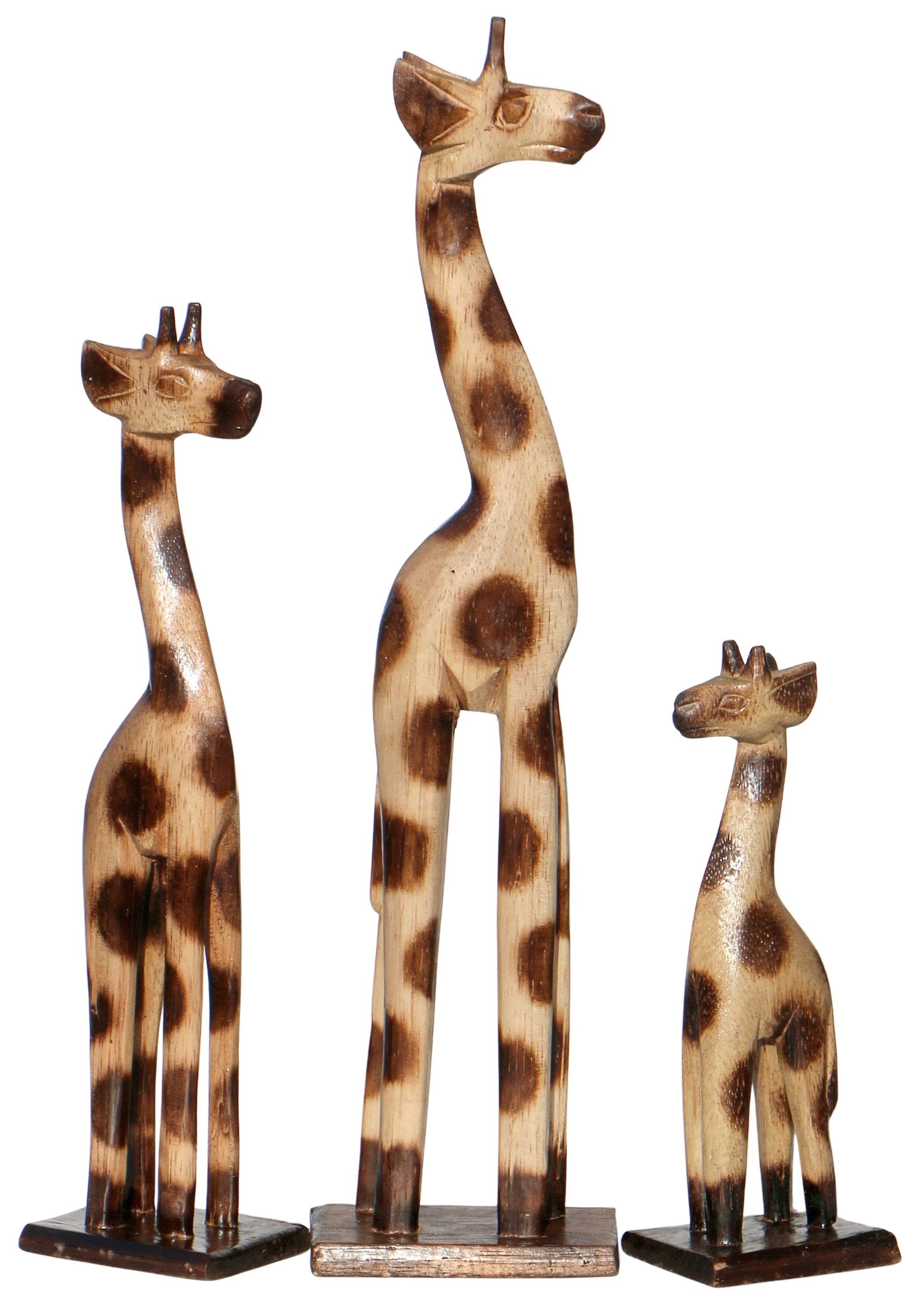 Wogeka Tierfigur 3er Set Giraffen Holz Figur Dekoration Afrika Statue günstig online kaufen