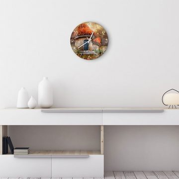 DEQORI Wanduhr 'Fliegenpilzhäuschen' (Glas Glasuhr modern Wand Uhr Design Küchenuhr)
