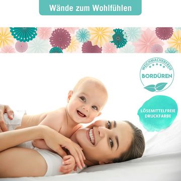 lovely label Bordüre Rosetten mehrfarbig - Wanddeko Kinderzimmer, selbstklebend