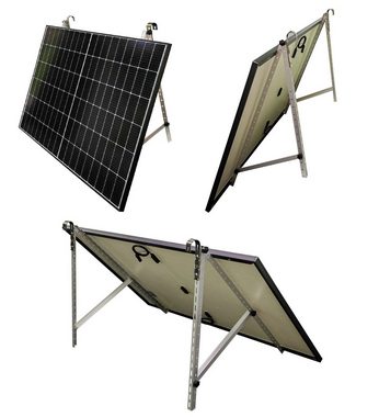 TRANGO Solarmodul-Halterung, (für eckige Balkongelände ST-0006S Balkonkraftwerk Aluminium Balkon-Montage Set bis 114cm Modulbreite, Flachdach, Wand, Boden, Boot usw. – Universal-Aufstelle für Solarmodul bis 450W mit Neigungswinkel bis 45° verstellbar, Solarpanel Befestigung)