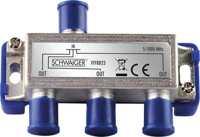Schwaiger SAT-Verteiler VTF8823 241 (verteilt ein Signal auf drei Teilnehmer), für Kabel- und Antennenanlagen