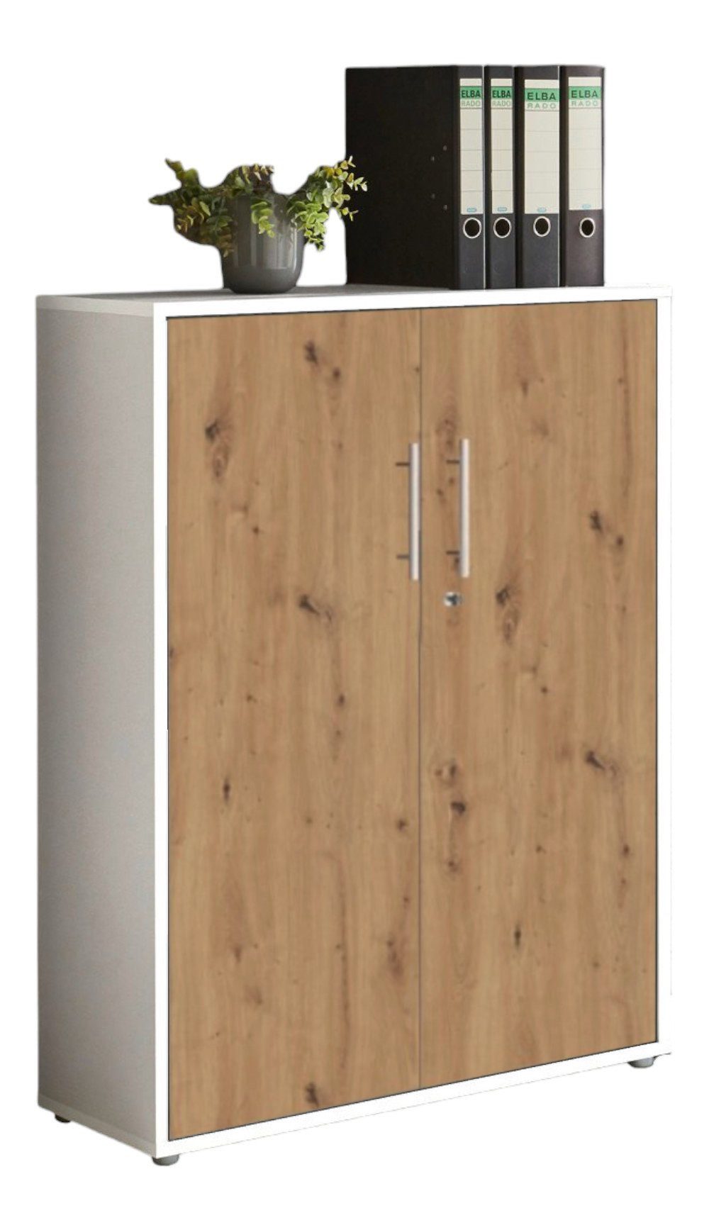 moebel-dich-auf Aktenschrank TABOR niedrig (abschließbar, Metallgriffe, 3 Fächer) Made in Germany