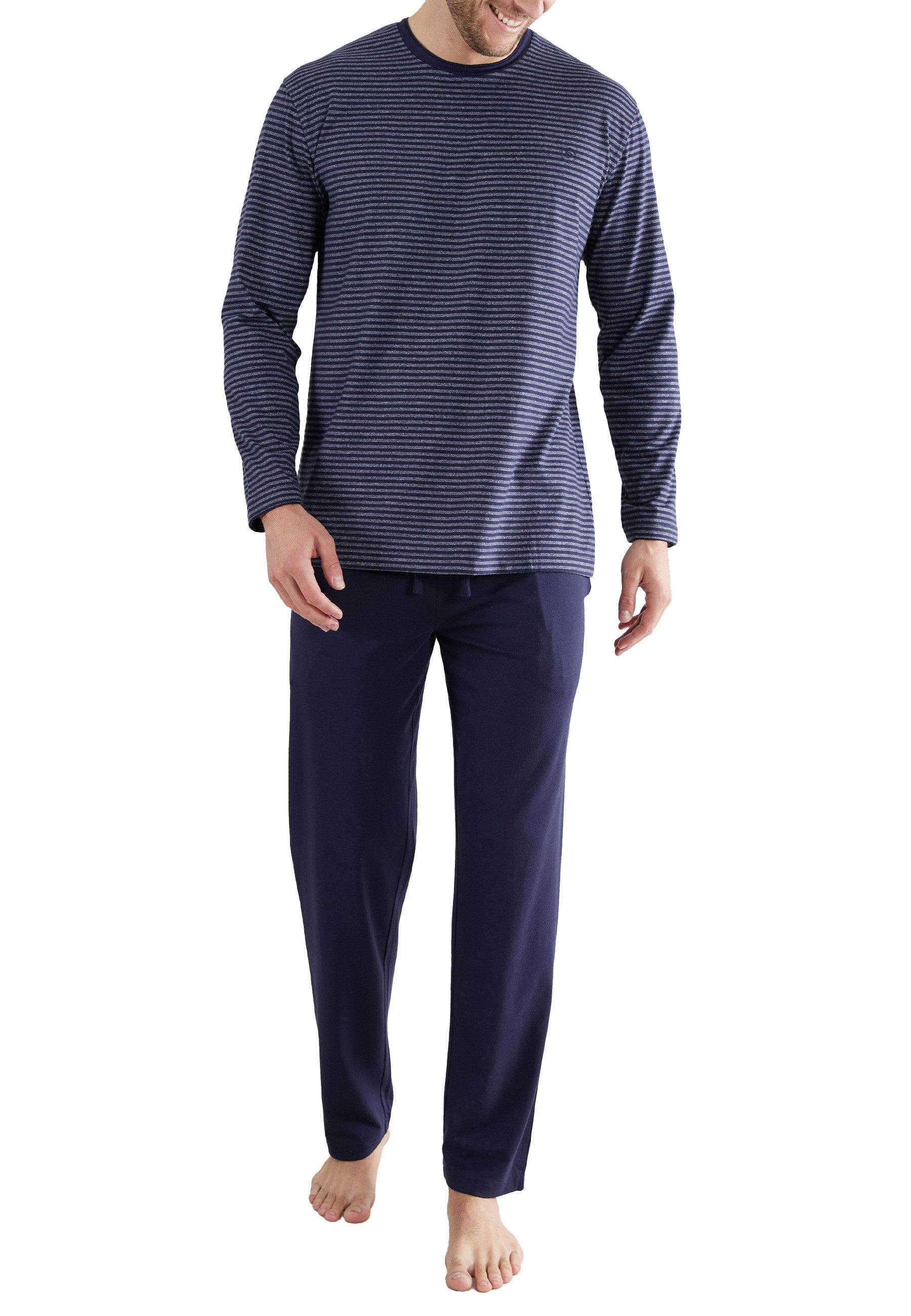 bugatti Pyjama BUGATTI Herren Pyjama blau quergestreift (1 tlg)