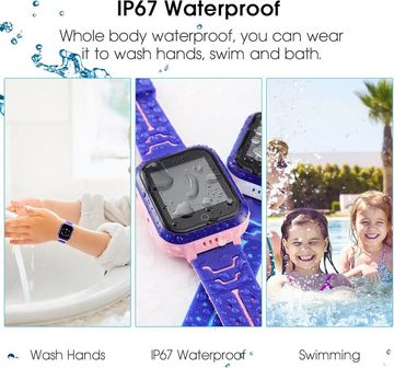 OKYUK 180° voller Betrachtungswinkel Smartwatch (1,44 Zoll, 4G), Zwei-Wege-Sprechen, Tracker-Kinderuhr als Geschenk verwendbar geeignet