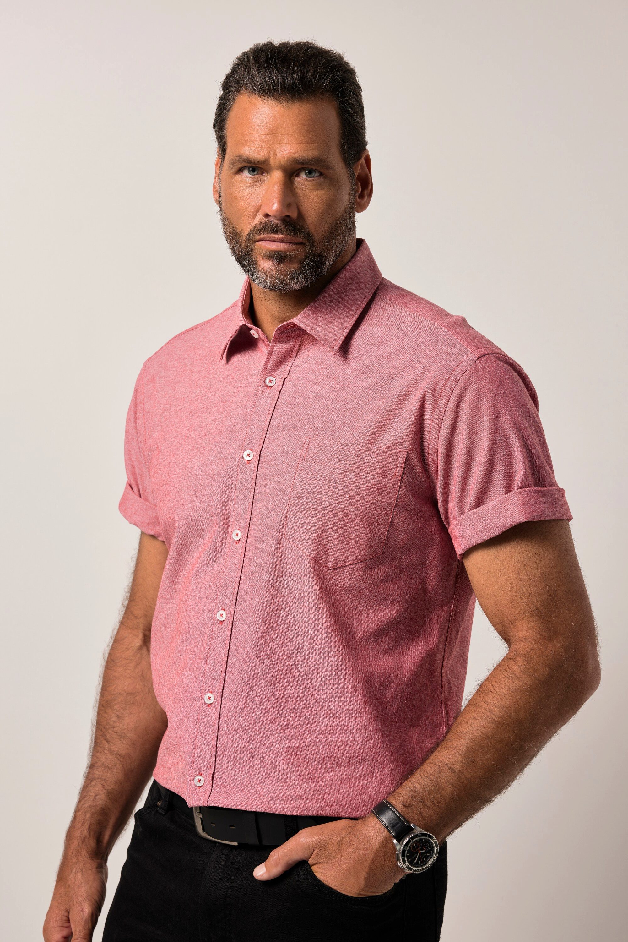 JP1880 Kurzarmhemd JP1880 Leinenoptik-Hemd Halbarm Kentkragen günstig online kaufen