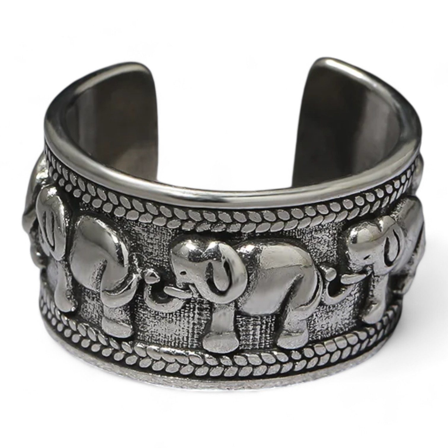 Eyecatcher Fingerring Statement Ring mit Elefanten in Silber, Größenverstel günstig online kaufen