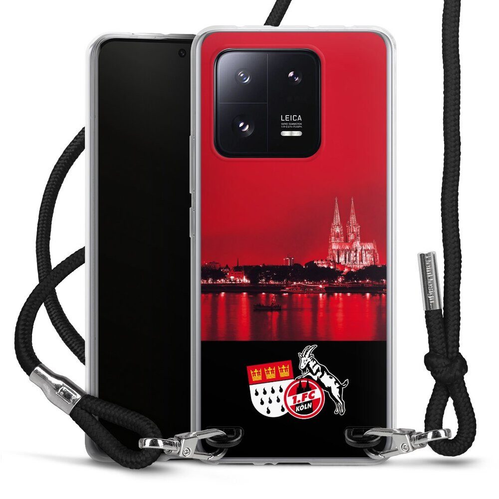 DeinDesign Handyhülle Skyline 1. FC Köln Offizielles Lizenzprodukt Skyline Köln Rot, Xiaomi 13 Pro Handykette Hülle mit Band Case zum Umhängen