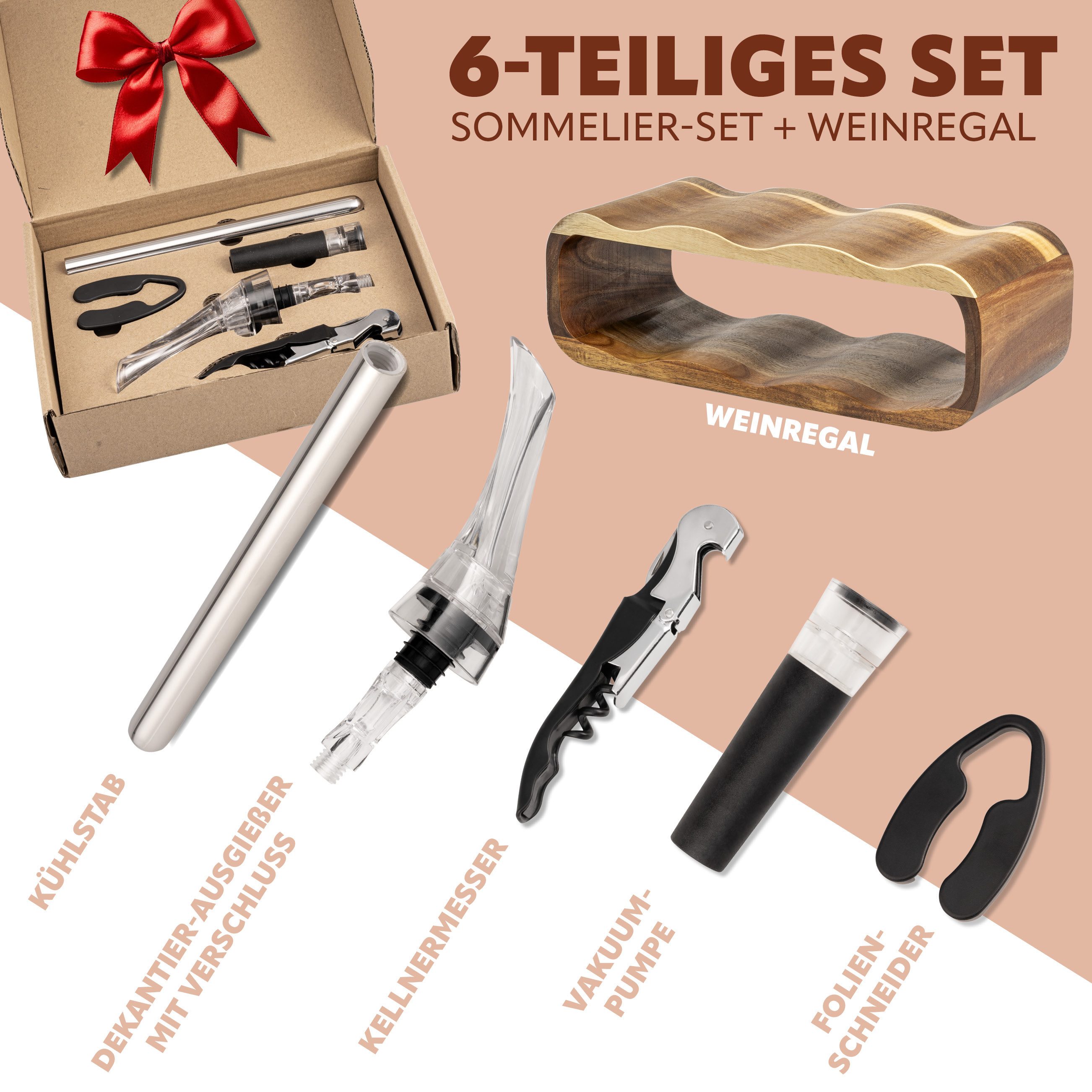 eluno Weinregal Weinregal-Set 6tlg., Sommelier-Set