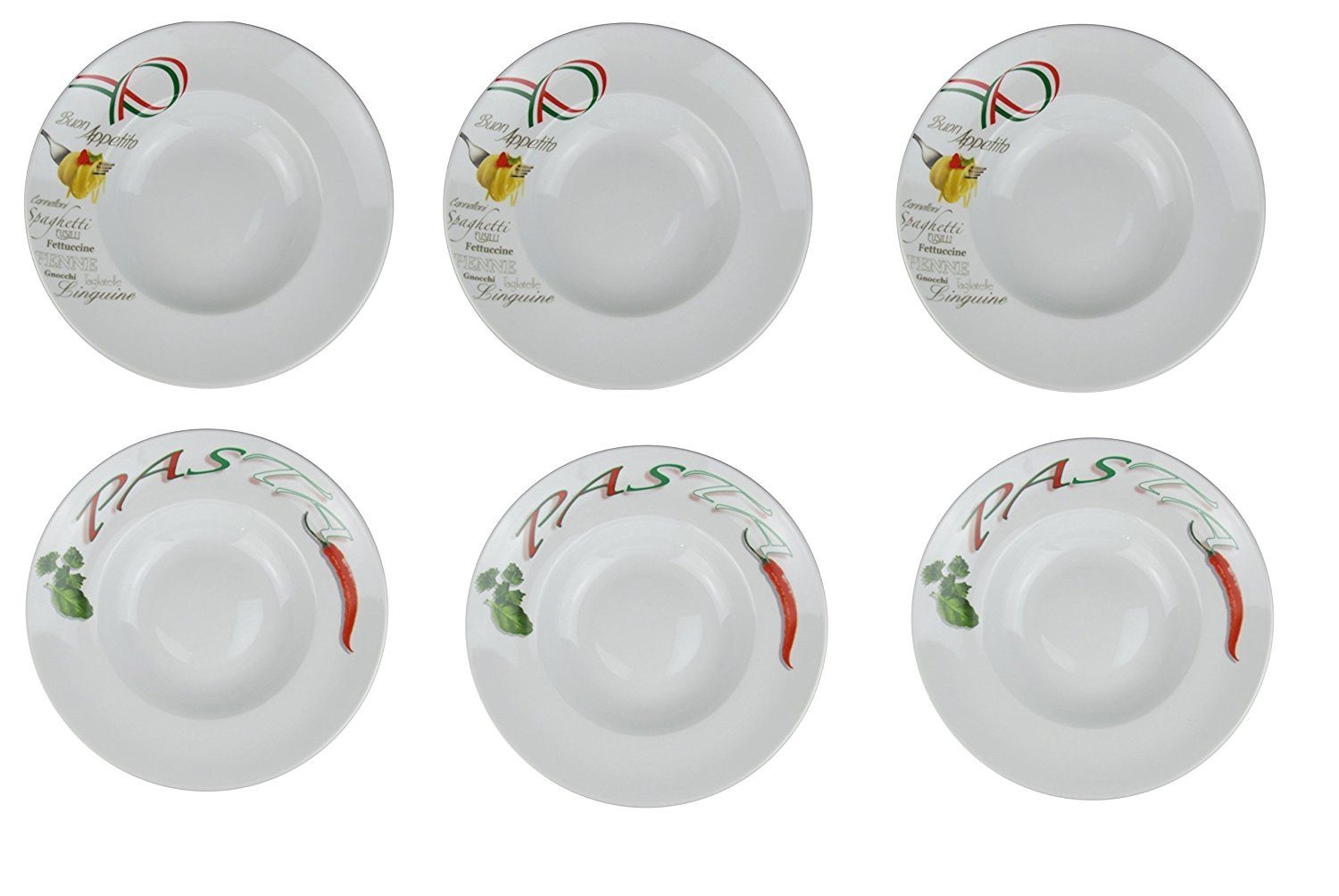 Retsch Arzberg Pastateller mit Dekor Ø 30cm, (6 St), aus Porzellan, 2 verschiedene Motive