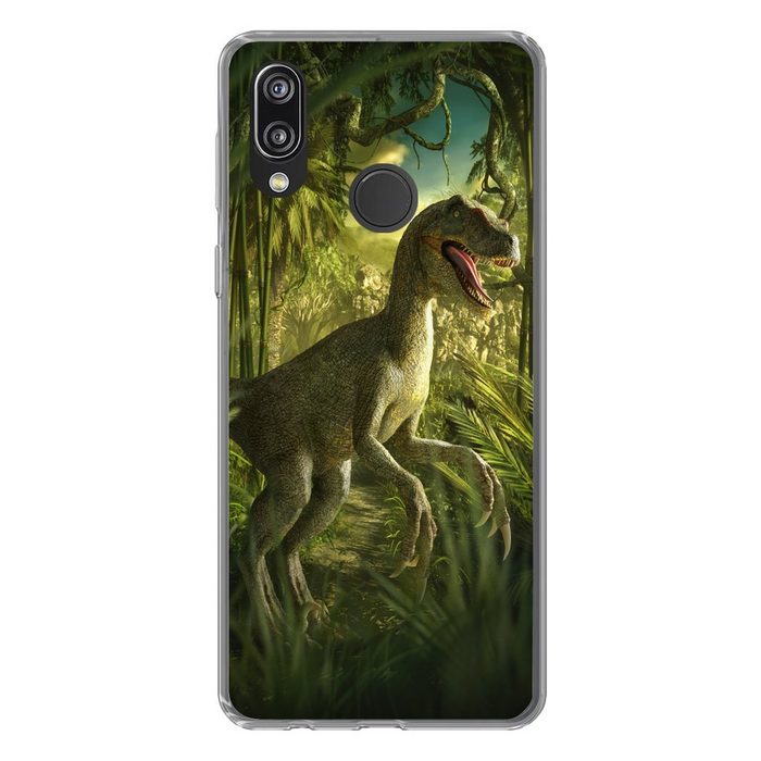 MuchoWow Handyhülle Dinosaurier - Pflanzen - Grün - Illustration - Kinder - Jungen Handyhülle Huawei P20 Lite (2019) Handy Case Silikon Bumper Case