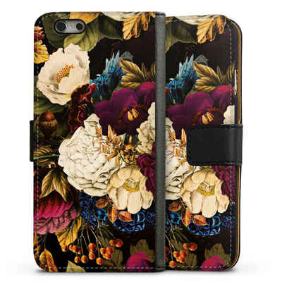 DeinDesign Handyhülle Vintage Blumen Muster Dark Vintage Flowers, Apple iPhone 6 Hülle Handy Flip Case Wallet Cover Handytasche Leder