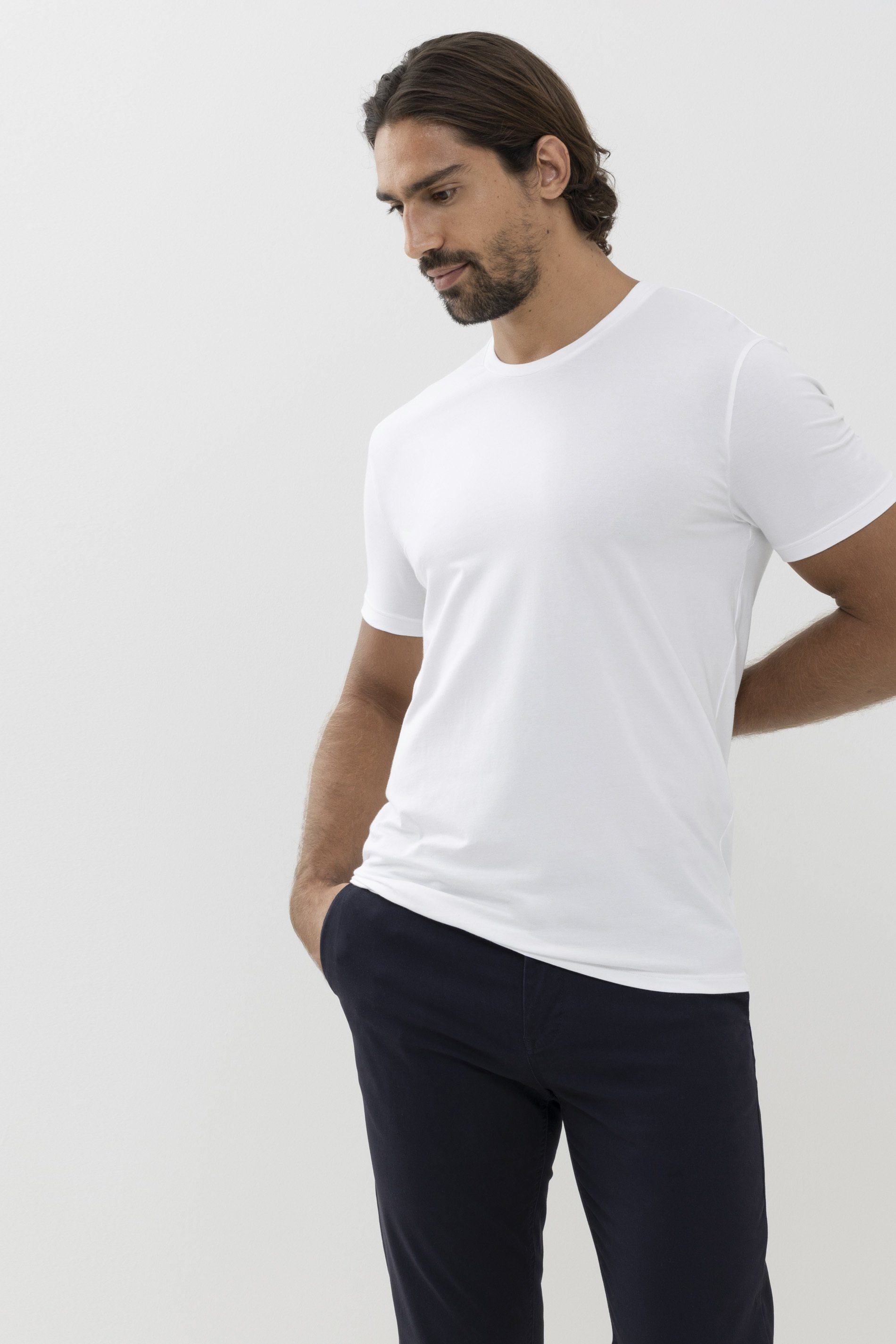 Mey T-Shirt Serie Dry Cotton Colour Uni (1-tlg) Weiss