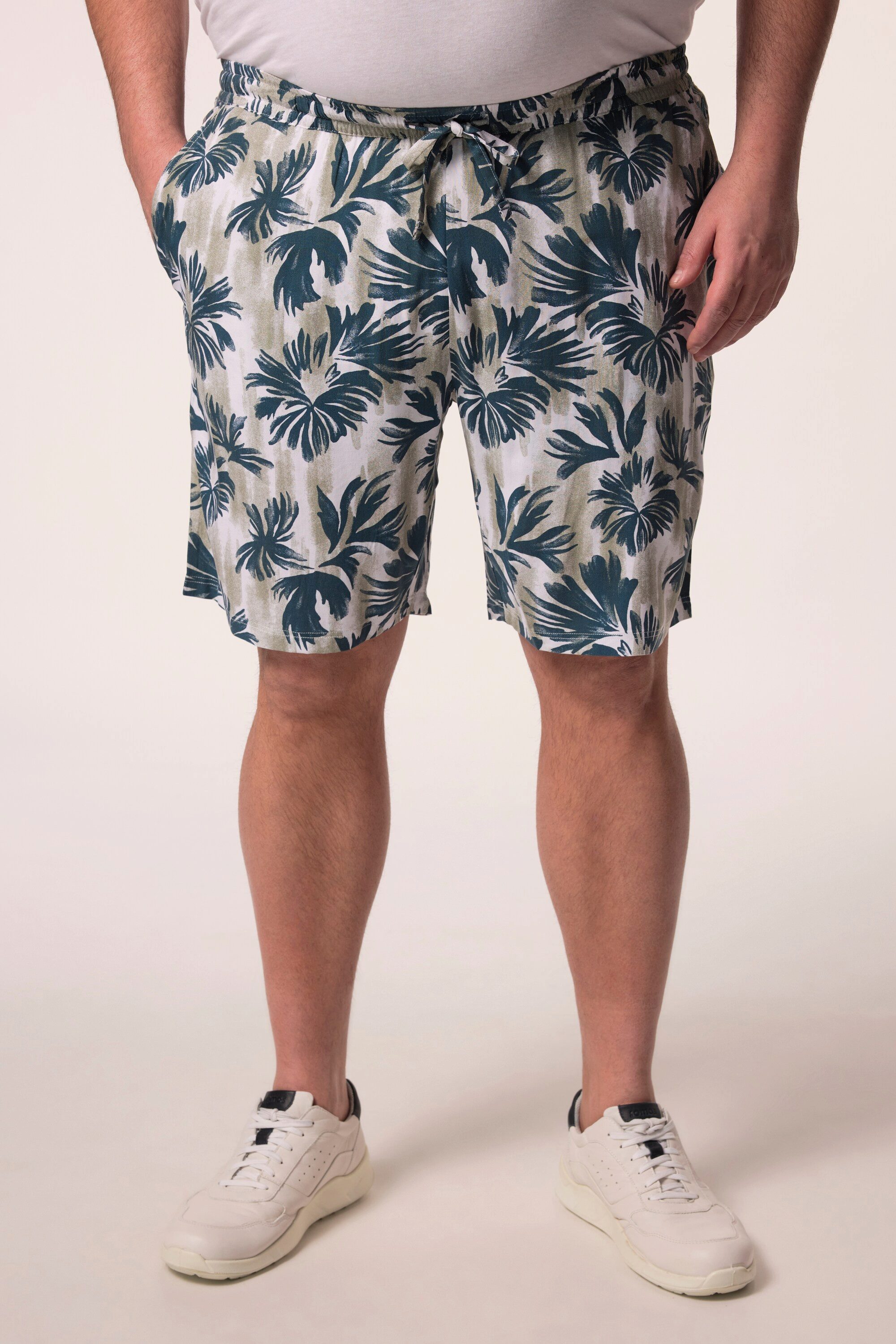 Men Plus Bermudas Viskose-Bermuda Alloverdruck Regular Fit