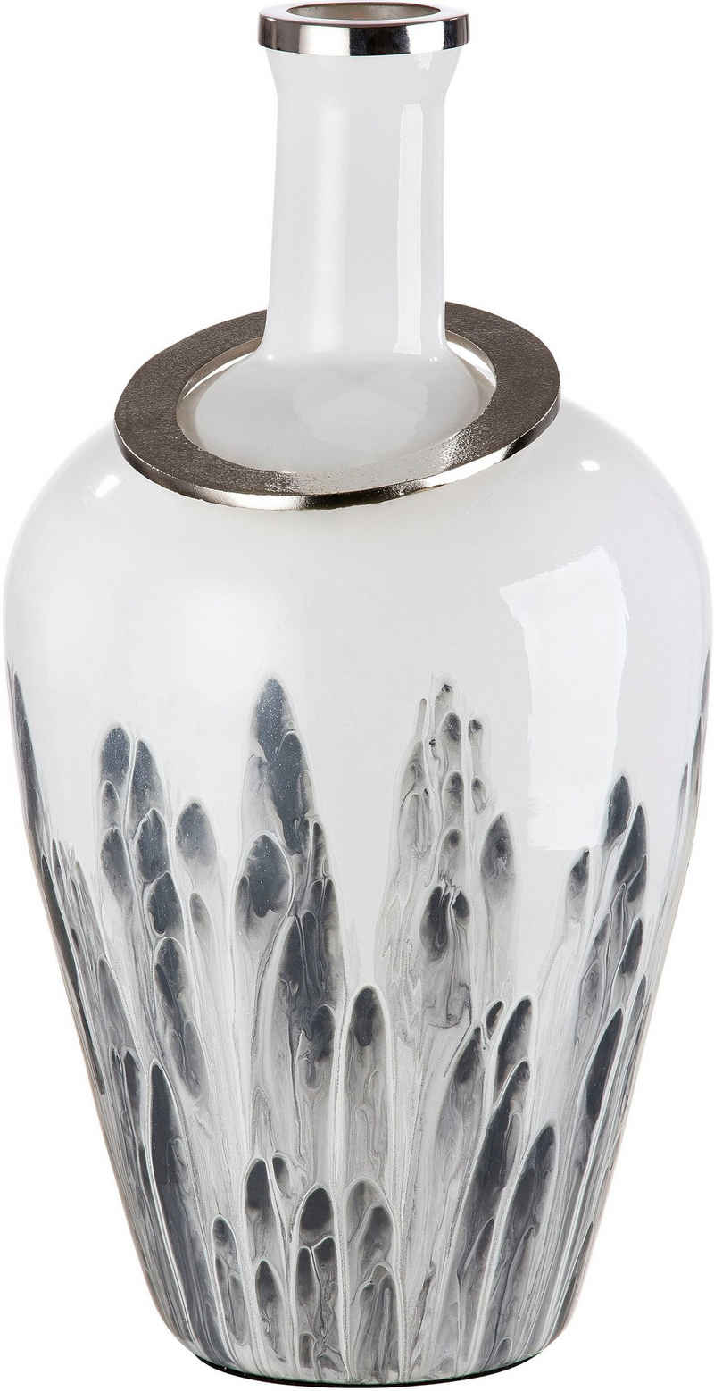 GILDE Bodenvase Statuario, durchgefärbtes Glas, mit Metallring