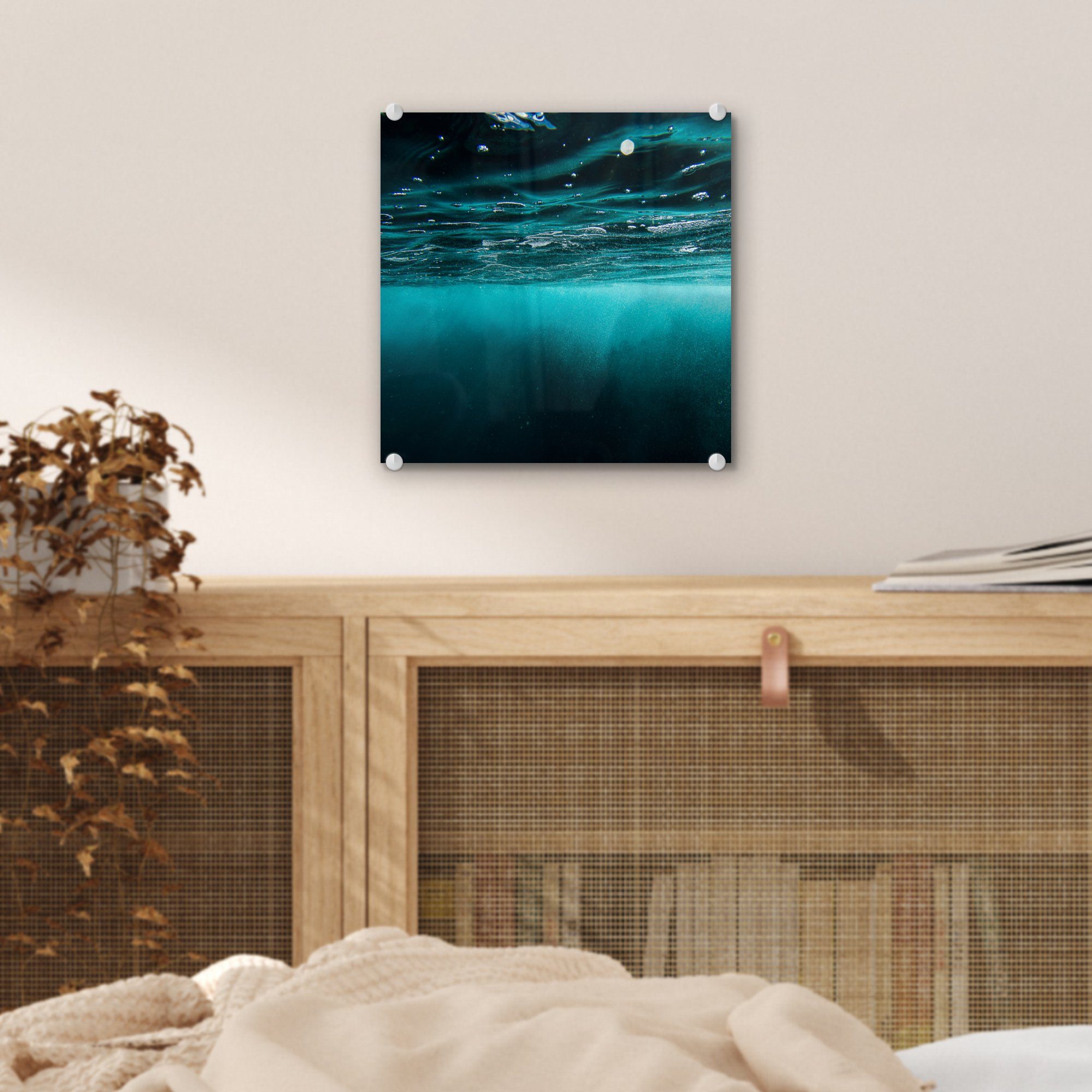 Wandbild Acrylglasbild auf (1 Bilder - - Glasbilder Foto Wanddekoration - St), Glas auf Glas Meer Unterwasser - - MuchoWow Blau,