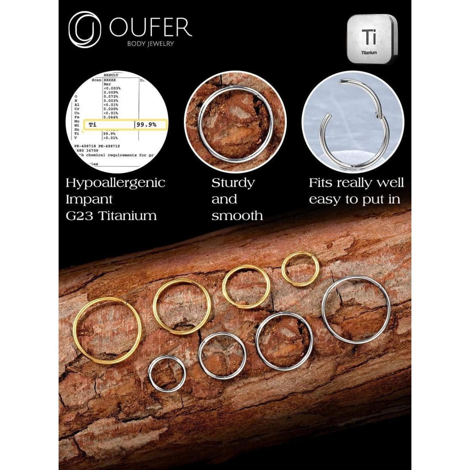 OUFER Nasenpiercing 20G Titan Nasenring Piercing Hoop Nase Nostril Stecker 8mm