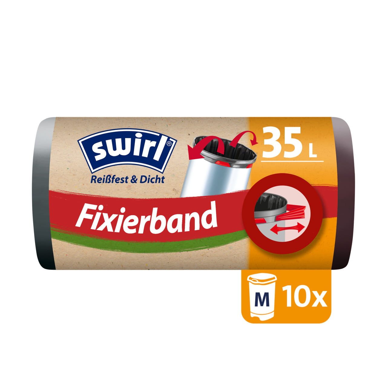 Swirl Müllbeutel Swirl® Fixierband-Müllbeutel 35 L Reißfest & Dicht