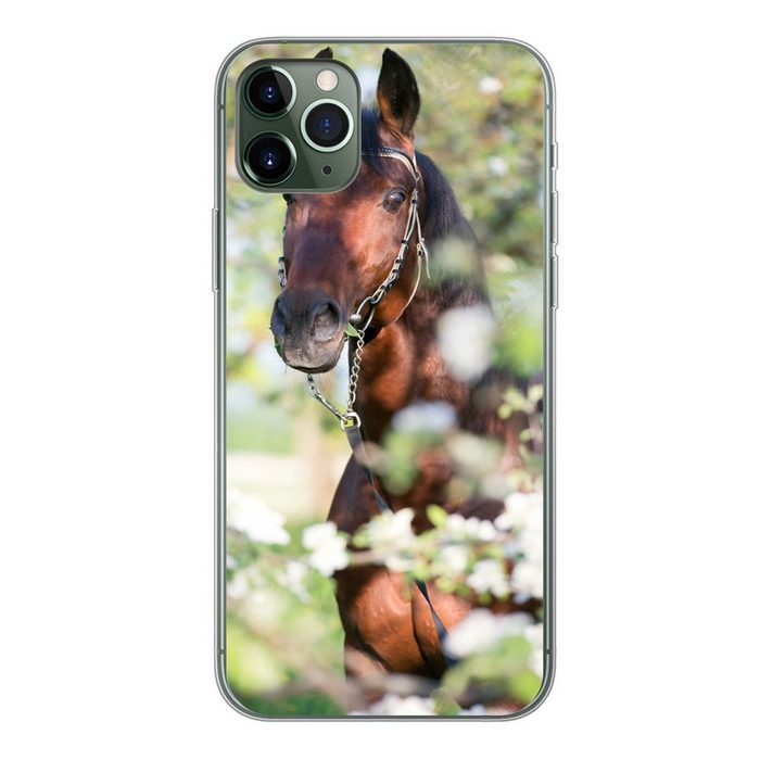 MuchoWow Handyhülle Pferde - Blüte - Frühling - Tiere Handyhülle Apple iPhone 11 Pro Max Smartphone-Bumper Print Handy