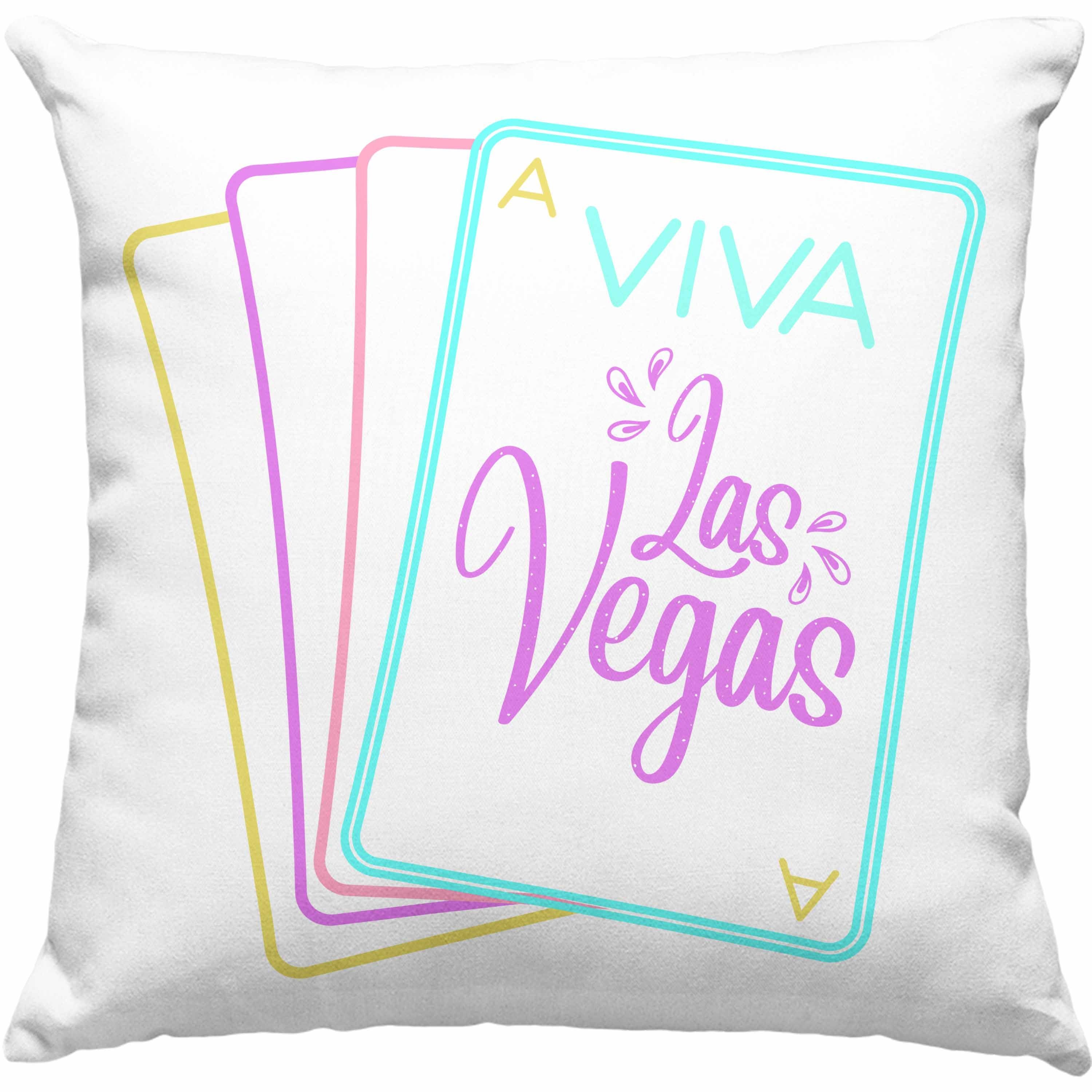 Viva - Vegas Geschenk Jahre 40x40 Füllung mit Dekokissen Trendation Neon Trendation 80er Retro Kissen Dekokissen Grau Geschenkidee Las