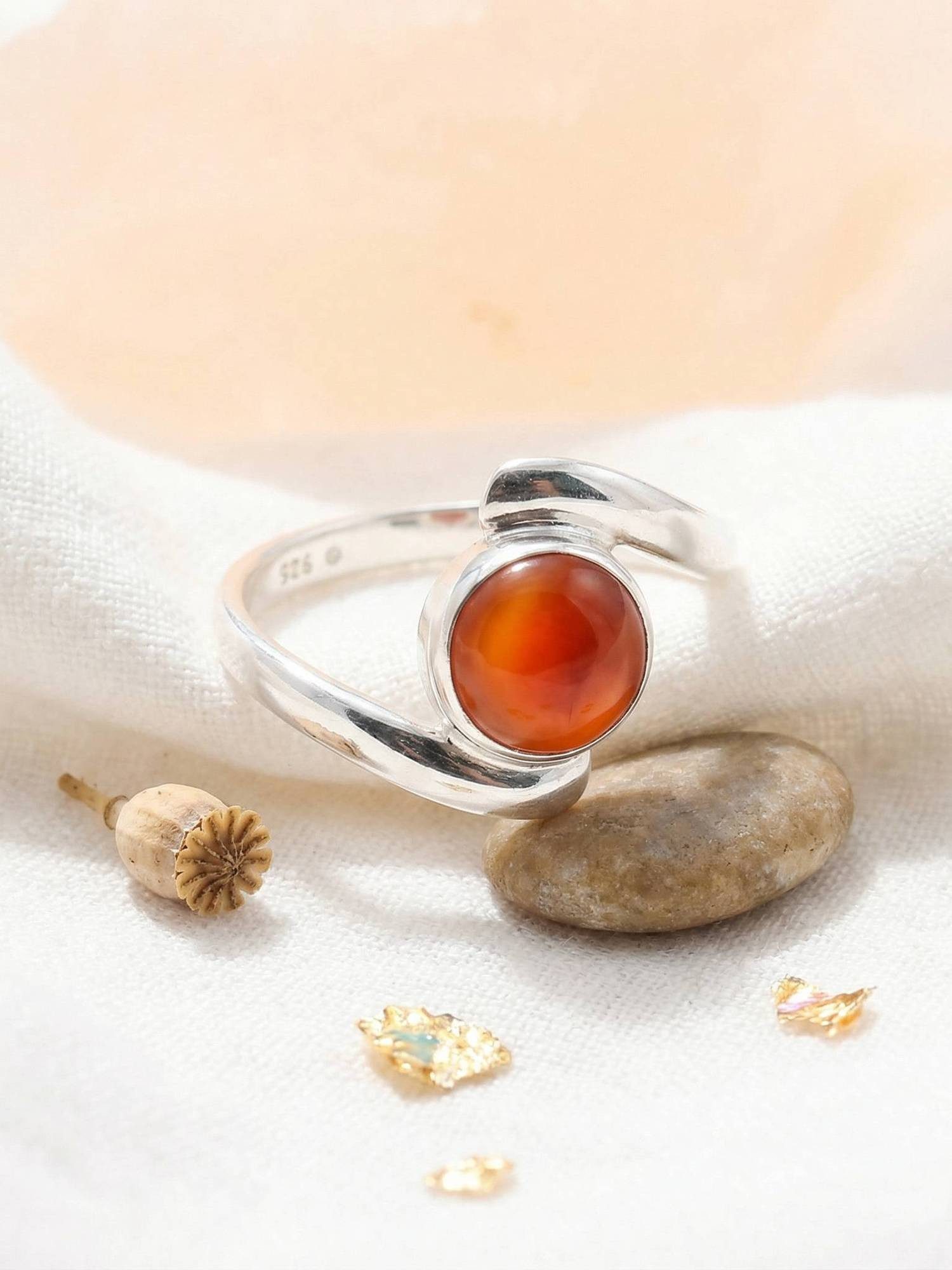 mantraroma Silberring SAMAYA aus 925 Silber mit Karneol (Ring mit Schmuckbe günstig online kaufen