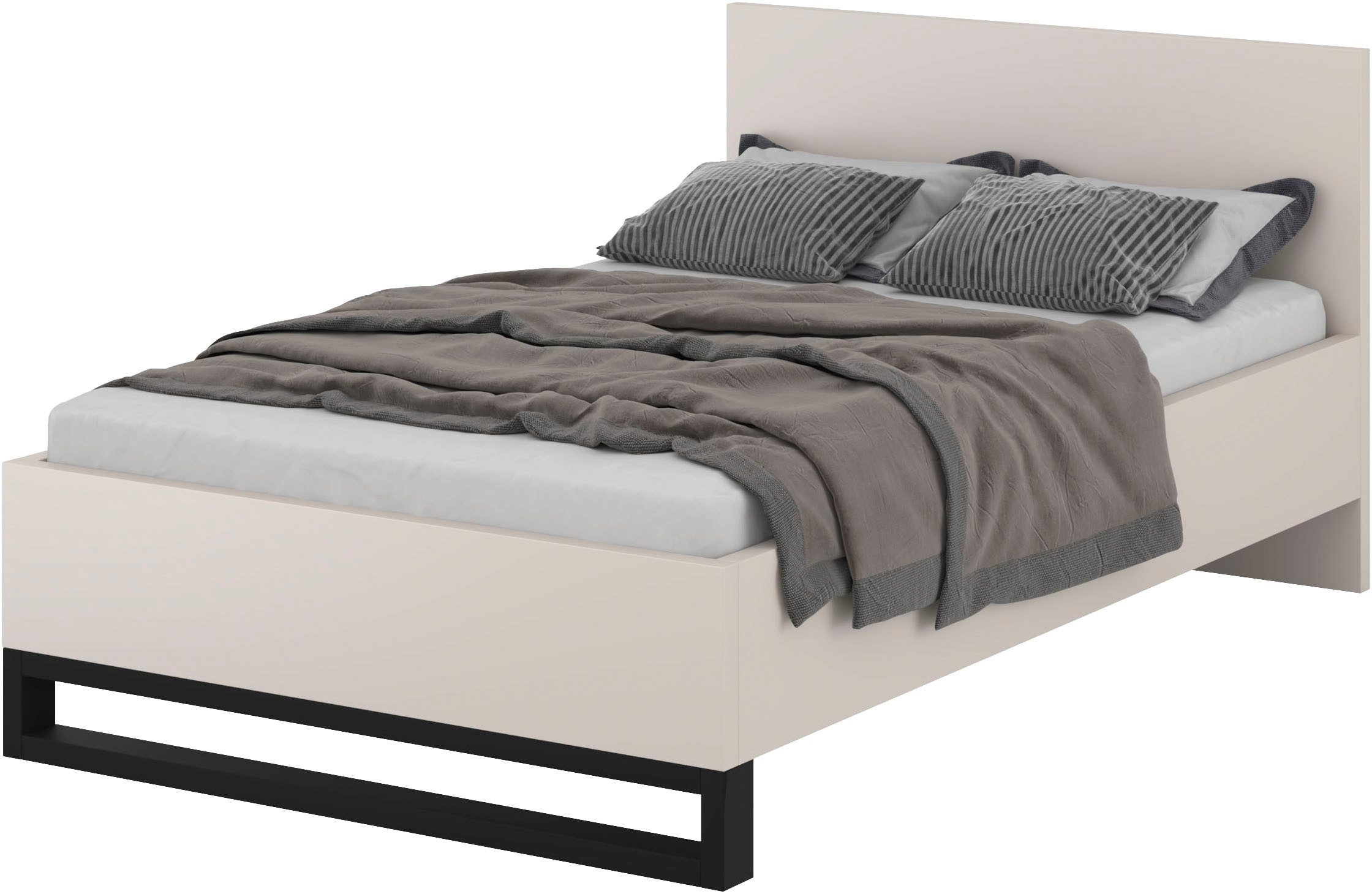 Home affaire Bettgestell Bronne, Topeseller, Industrial Design (In den Breiten 140cm, 160cm und 180cm), Stauraumbett in drei Breiten, stabil mit Kufen in Metalloptik