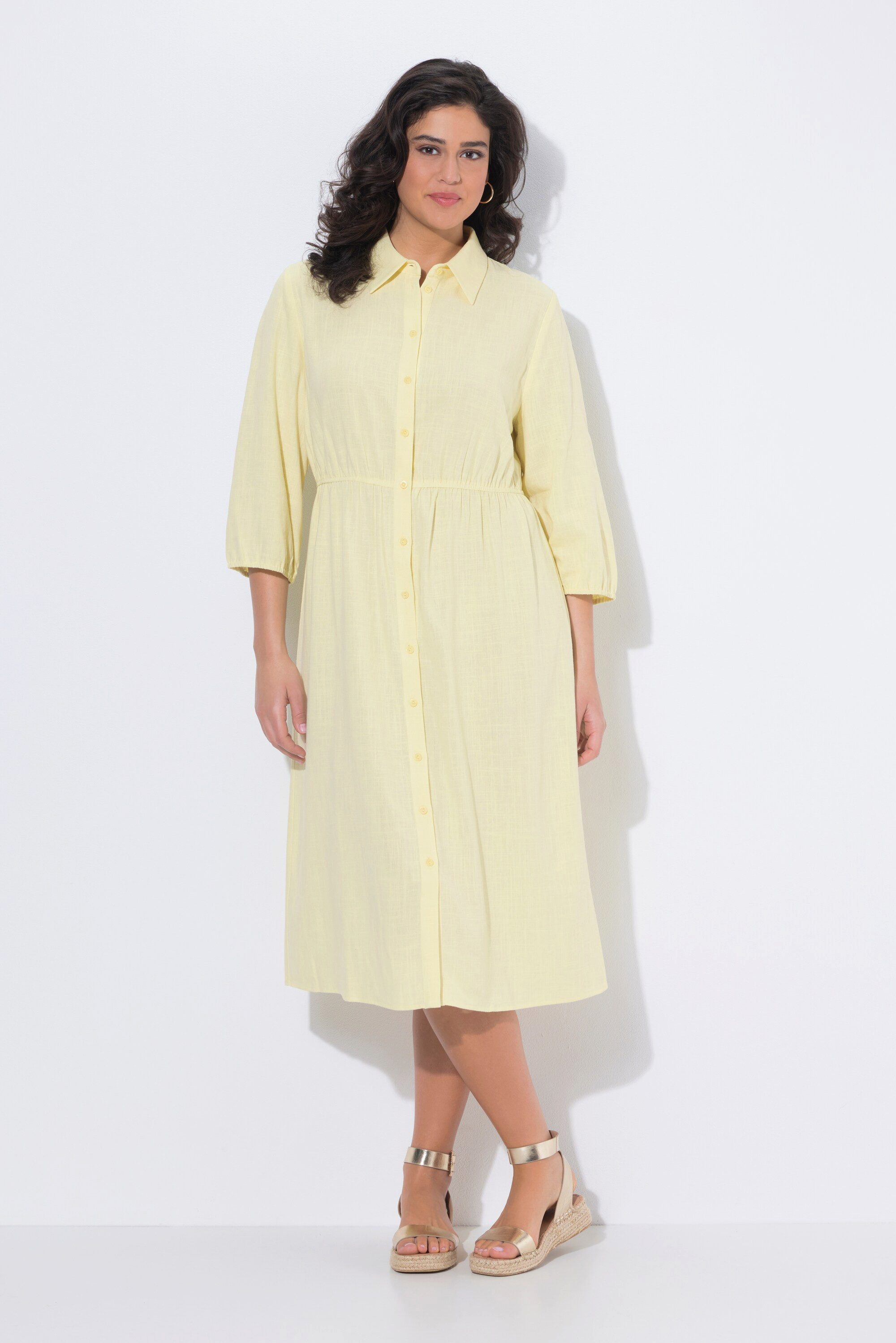 Ulla Popken Hemdblusenkleid Hemdblusenkleid A-Linie Hemdkragen 3/4-Arm