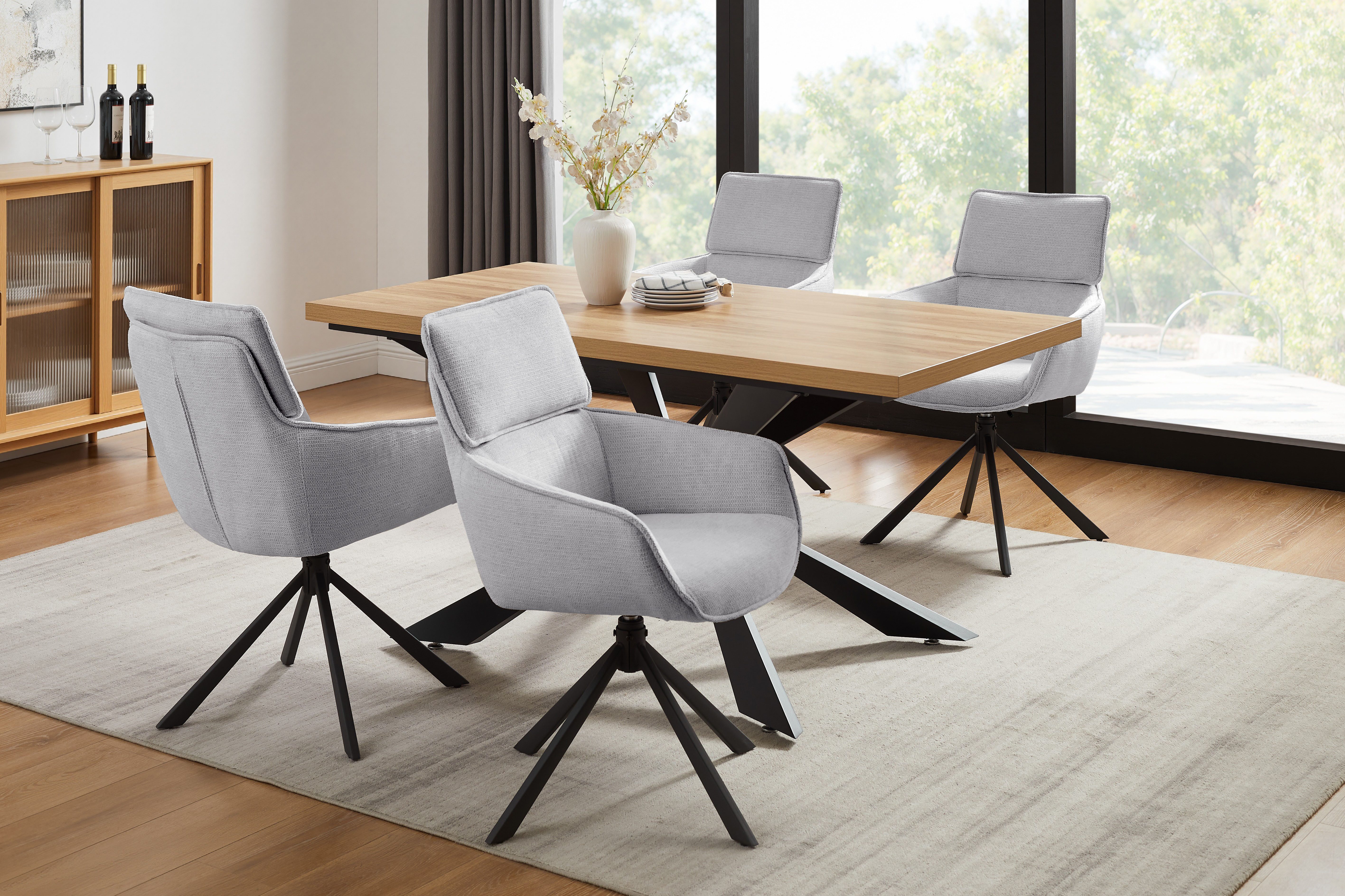 OTTO home Esszimmerstuhl Cusey, 360° drehbar, extra dicke Polsterung, 2er-Set (Set, 2 St), mit 360° Metallfuß, Komfort-Rückenlehne und hautfreundlichem Webstoff