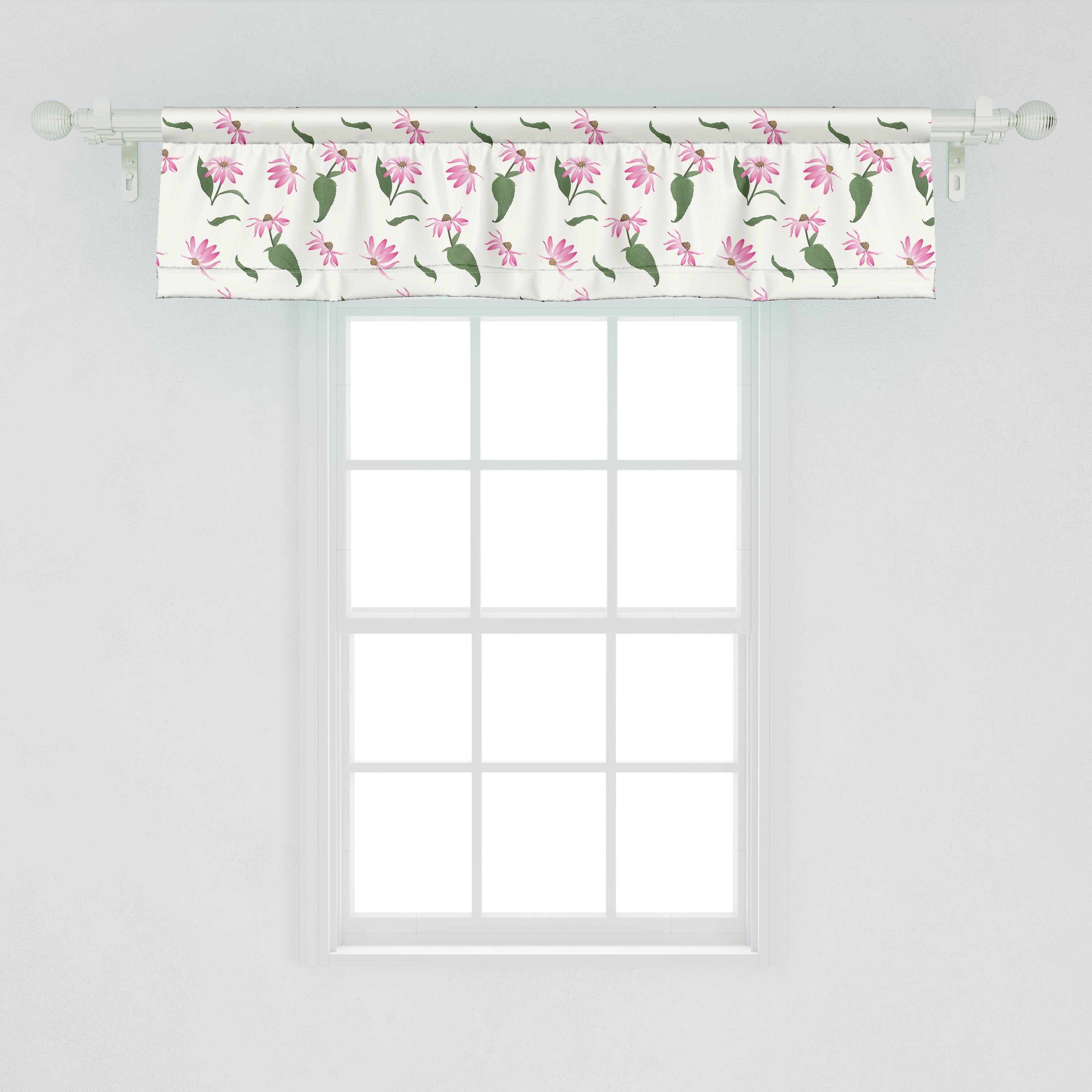 Scheibengardine Vorhang mit für Microfaser, Sonnenhut Dekor von Volant Leaves Blooms Küche Stangentasche, Wiederholen Schlafzimmer Abakuhaus