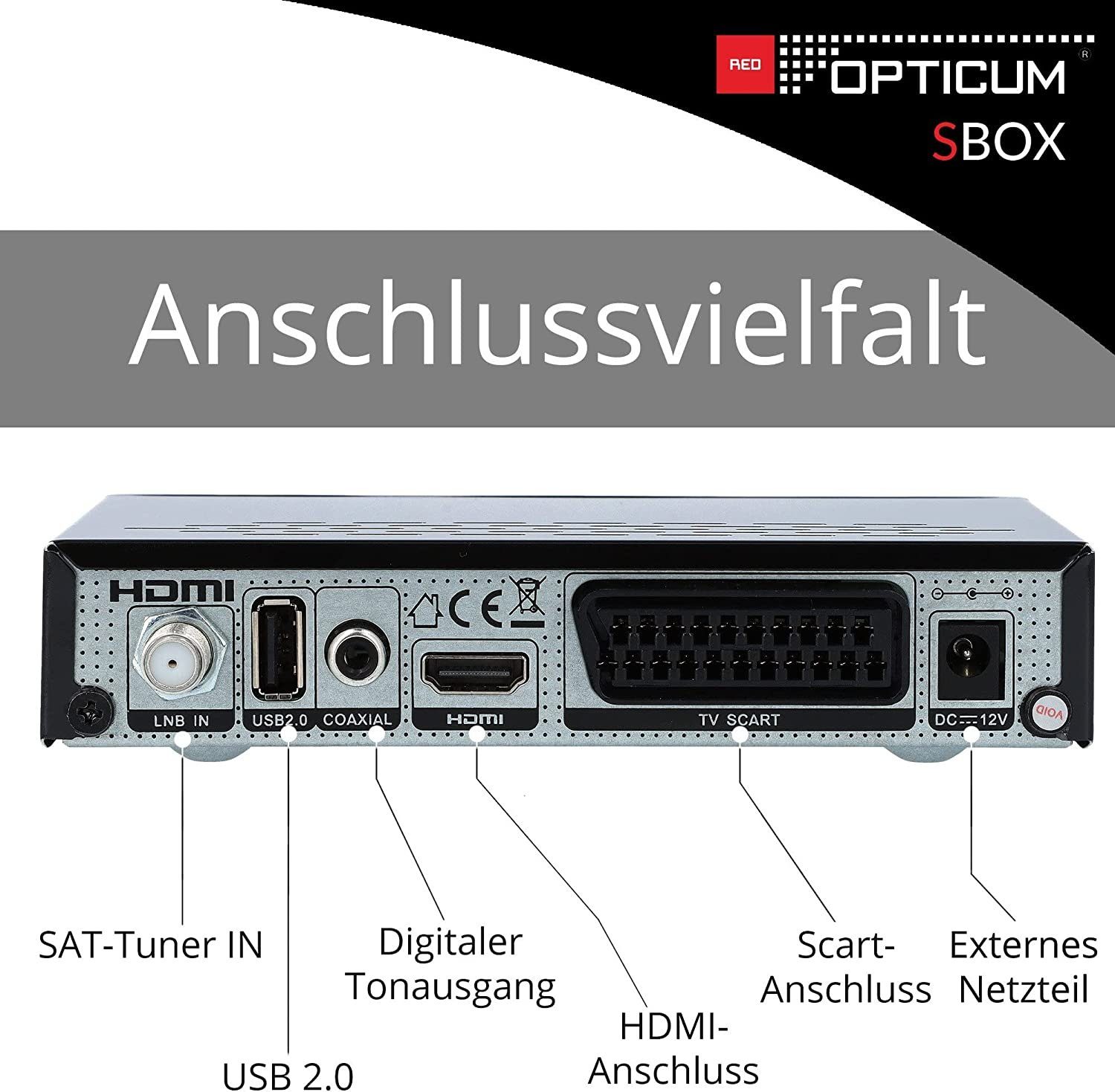 mit RED HDMI, & SAT-Receiver + USB, SBOX Coaxial tauglich) HDMI Einkabel - PVR (PVR, SCART, OPTICUM Kabel Timeshift