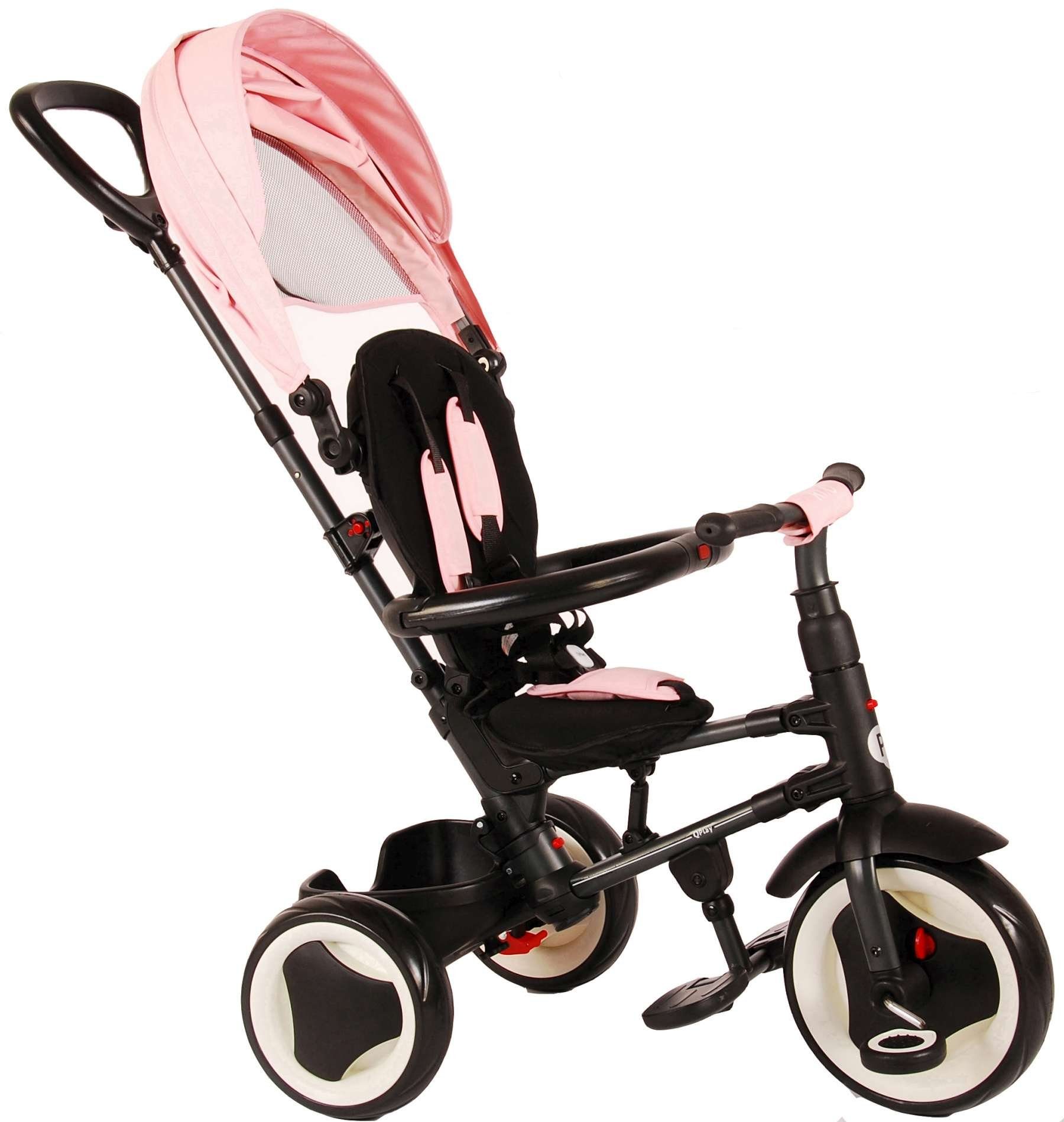 TPFSports Dreirad QPlay Rito 3 in 1 Dreirad Kinderwagen Jungen und Mädchen, Baby Dreirad mit 8 und 10 Zoll Reifen und einer Schiebestange