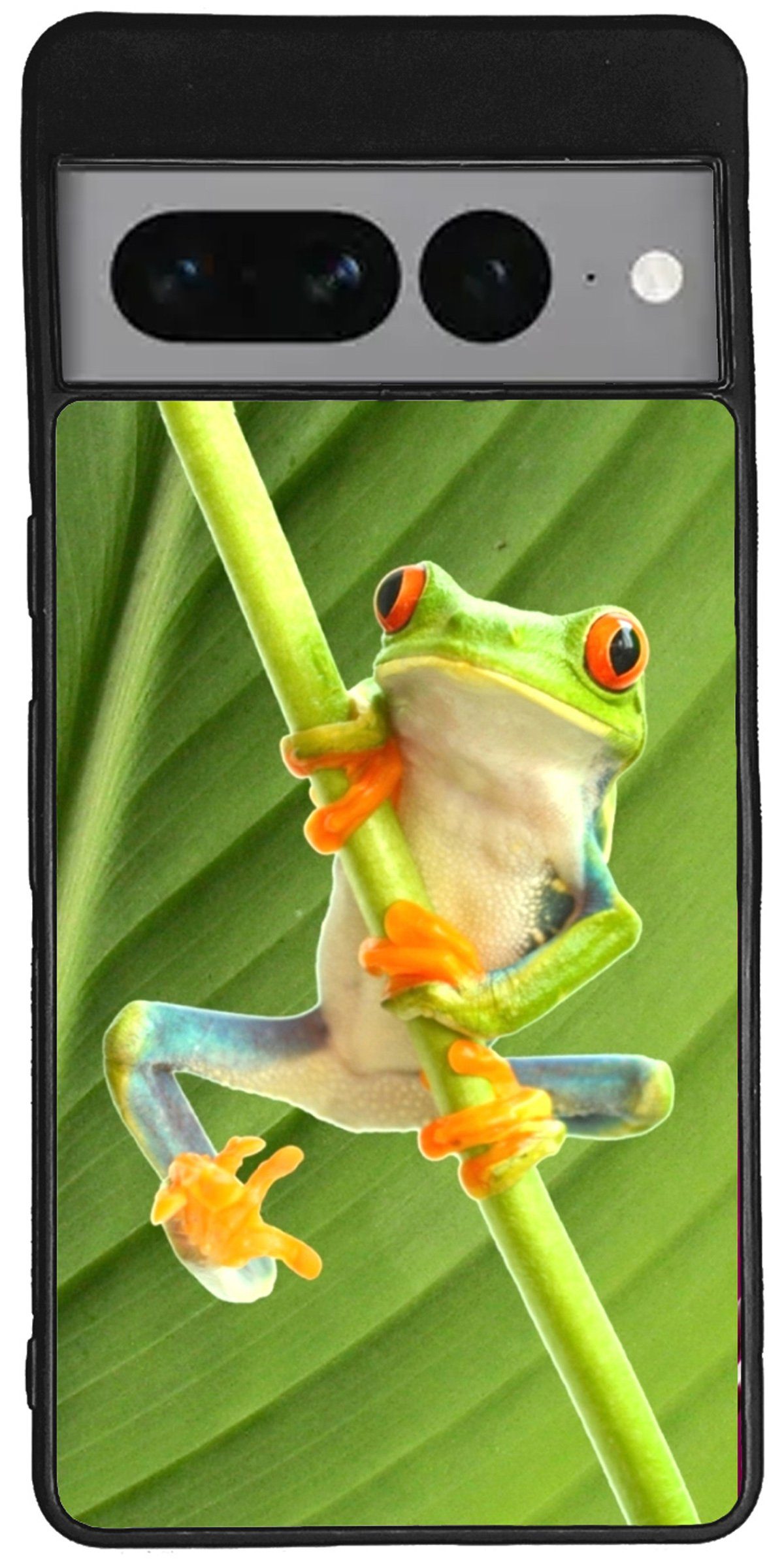 Traumhuelle Handyhülle TPU HÜLLE Silikon MOTIV 268 Case Cover Schutzhülle Backcover Etui 5G, Frosch Grün Handy Bumper Smartphone Rückschale Schwarz 5G