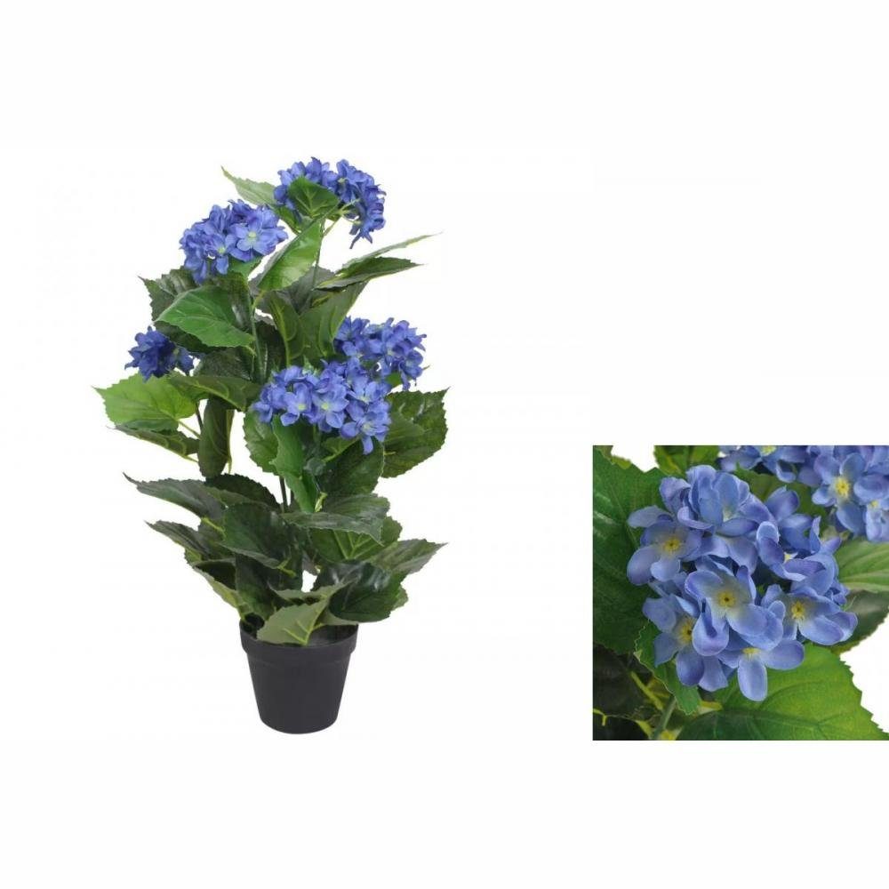 Künstliche Zimmerpflanze mit cm Künstliche realistisch vidaXL, 0 Höhe 60 Hortensie echt, Topf cm Pflanze Blau