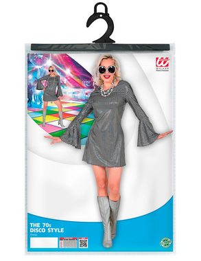 Widmann S.r.l. Kostüm 70er Jahre Disco Kleid für Damen - Schwarz Silber