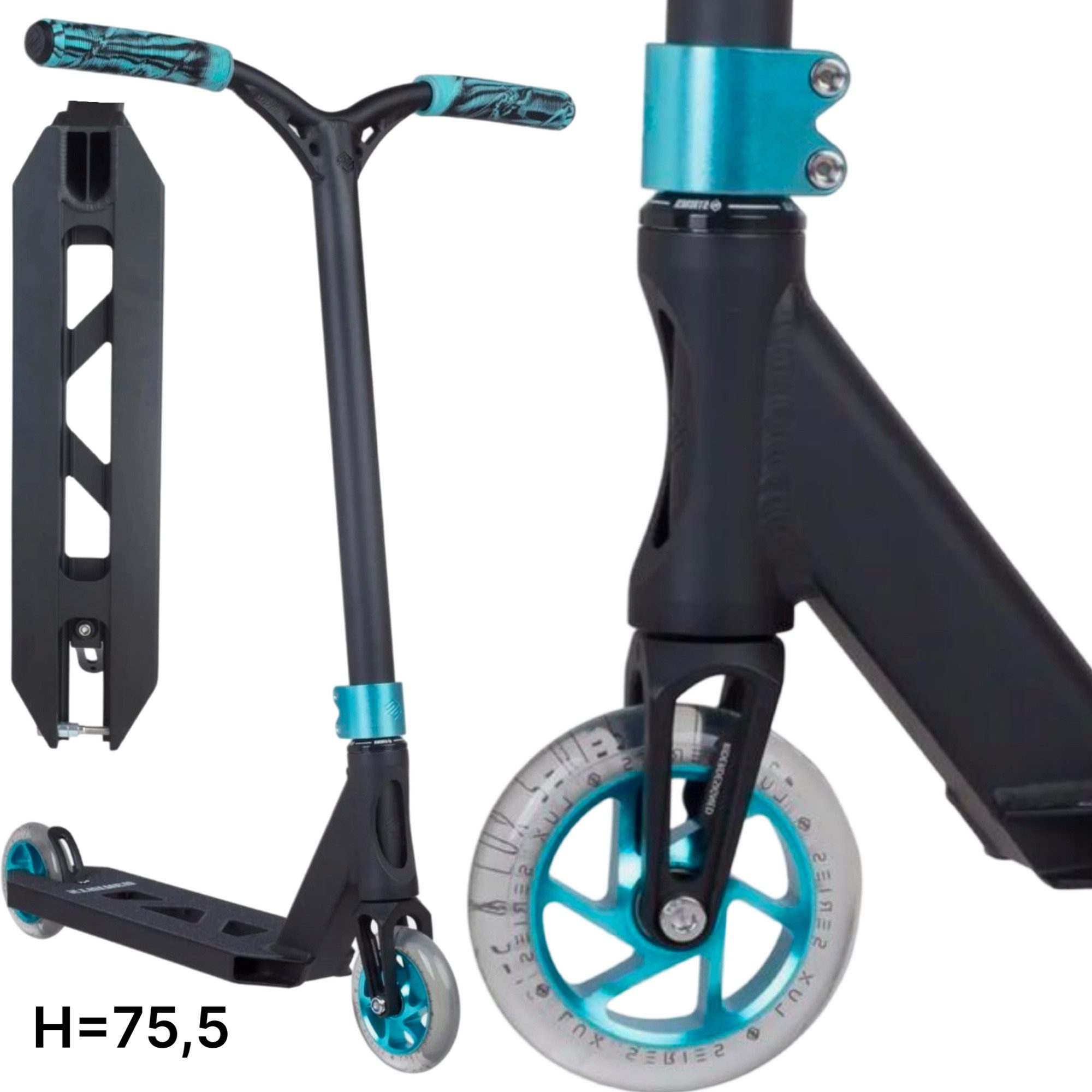 Striker Трюк самокат Striker Lux Youth Stunt-Scooter H=75,5cm 2,95kg Clear/Türkis