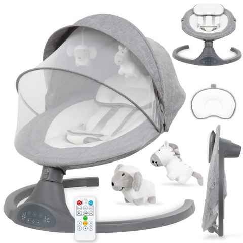 COIL Babywippe Elektrisch Babyschaukel, Multifunktional Babywippe Schaukel, 5 Wippgeschwindigkeiten, Bluetooth, Fernbedienung, 5-Punkt-Gurt