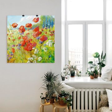 Artland Wandbild Sommerwiese mit Mohnblumen, Blumenwiese (1 St), als Alubild, Outdoorbild, Leinwandbild, Poster in verschied. Größen