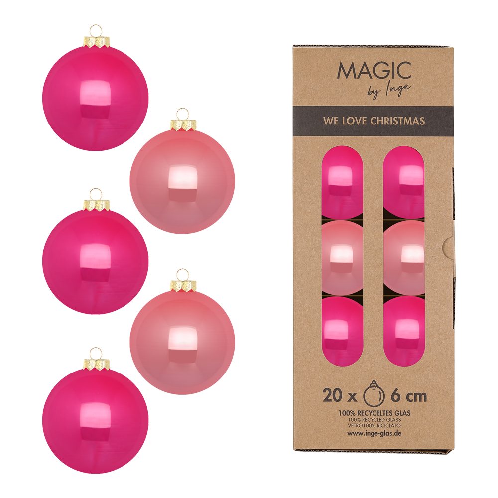 MAGIC by Inge Weihnachtsbaumkugel Glas Christbaumkugeln Set Ø4cm, Ø6cm oder Ø8cm, Candy Mix (20 St), Kugeln aus Glas