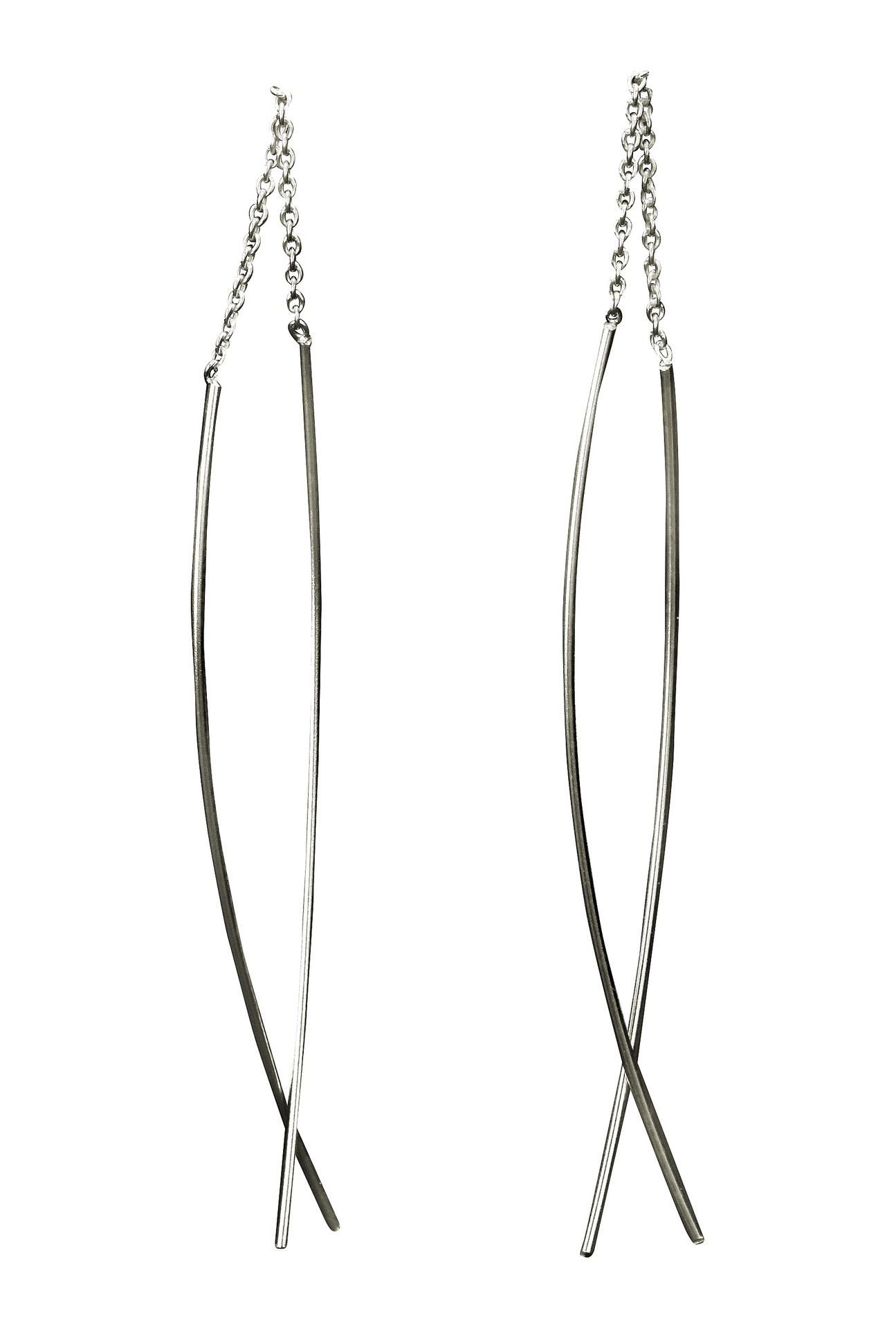SILBERMOOS Paar Ohrhänger Moderne Ohrhänger zum Durchziehen, 925 Sterling  Silber