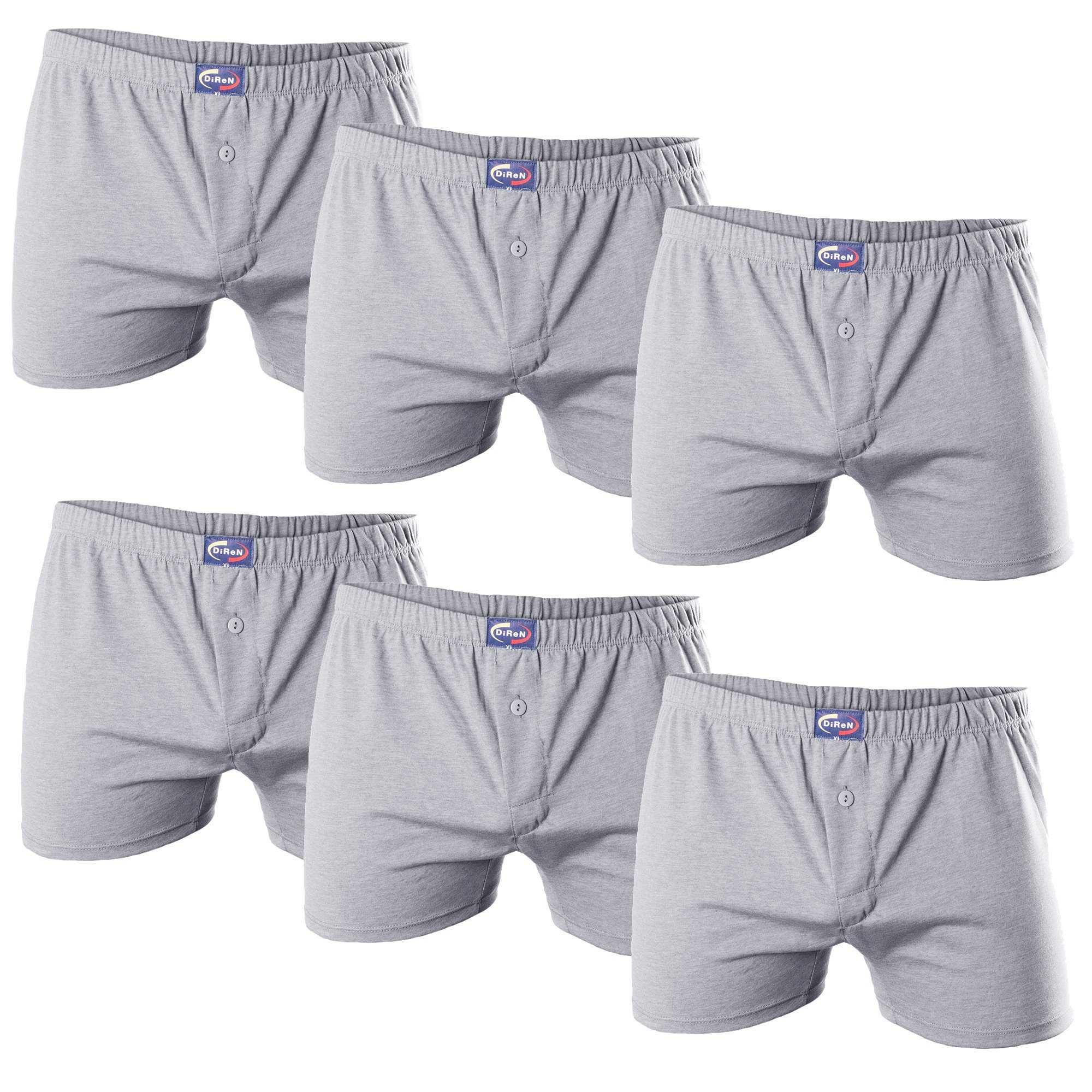 Bongual Boxershorts Retroshorts mit dekorativen Knöpfe (6-er Pack) meliert hellgrau