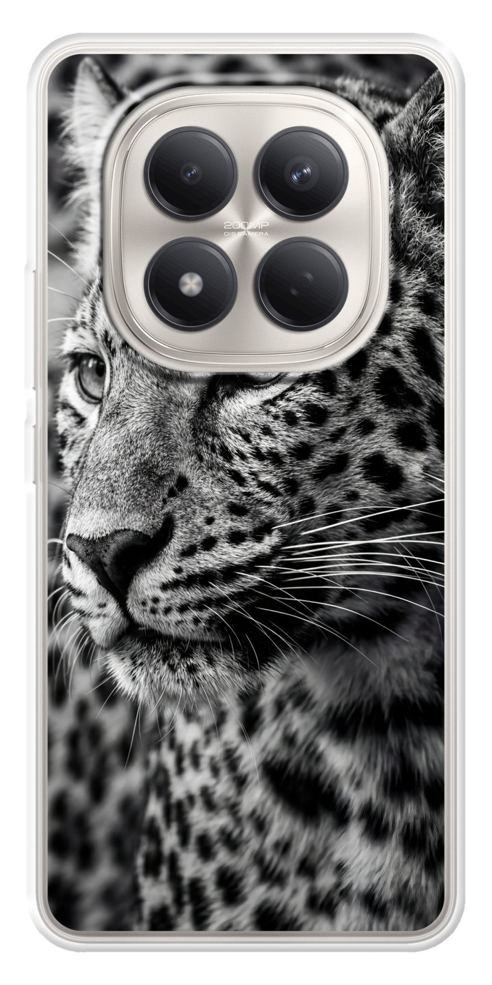Handyhülle für Xiaomi Redmi Note 15 Pro 4G Leopard - Schwarz - Weiß - Auge