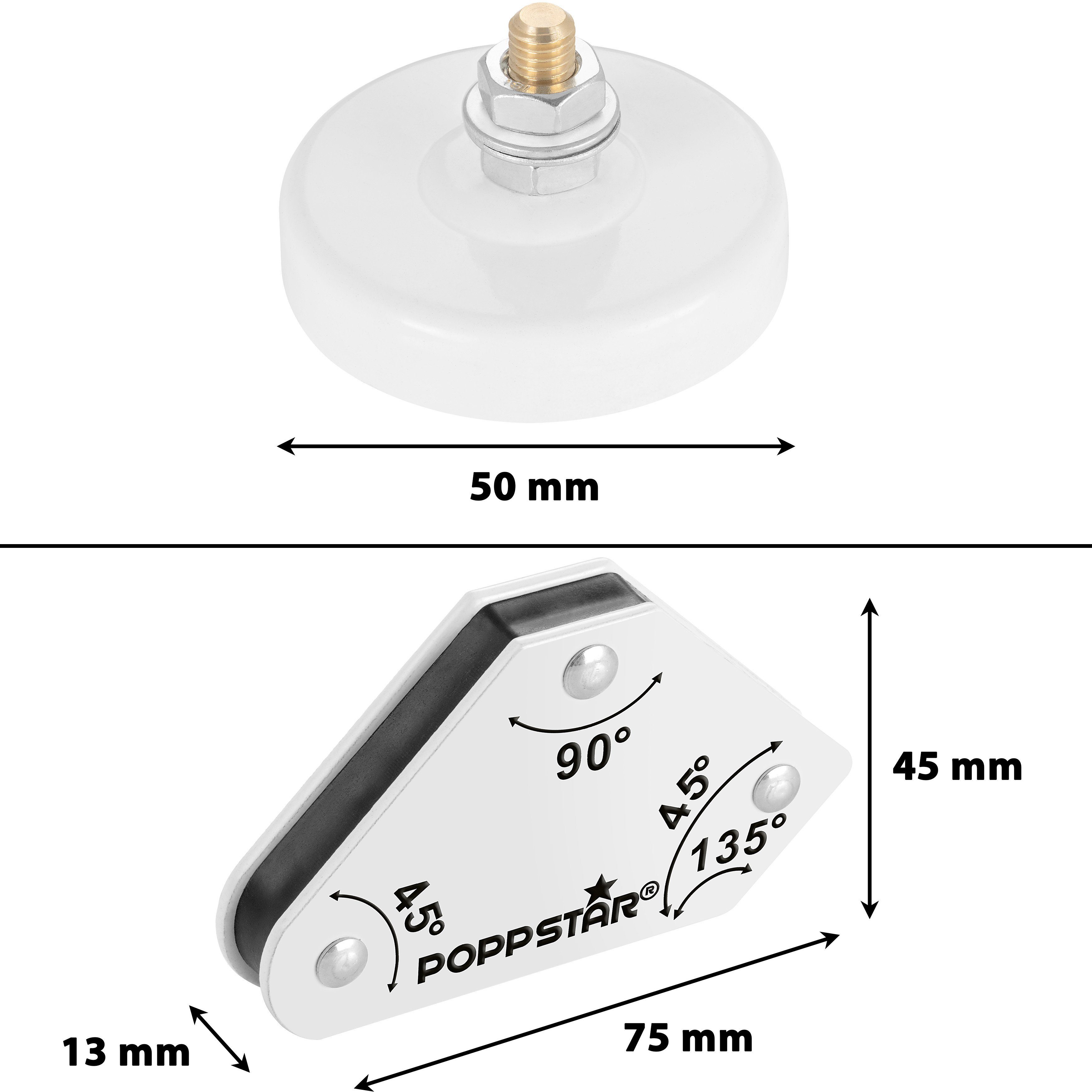 Poppstar Elektrowerkzeug-Set Mini Mehrzweck Schweißzubehör inkl. mit Magnet-Masseklemme, Nadelzange 90° C-Zwinge, Grip-Zange, (45° 135), 6-tlg., Magnet-Schweißwinkeln