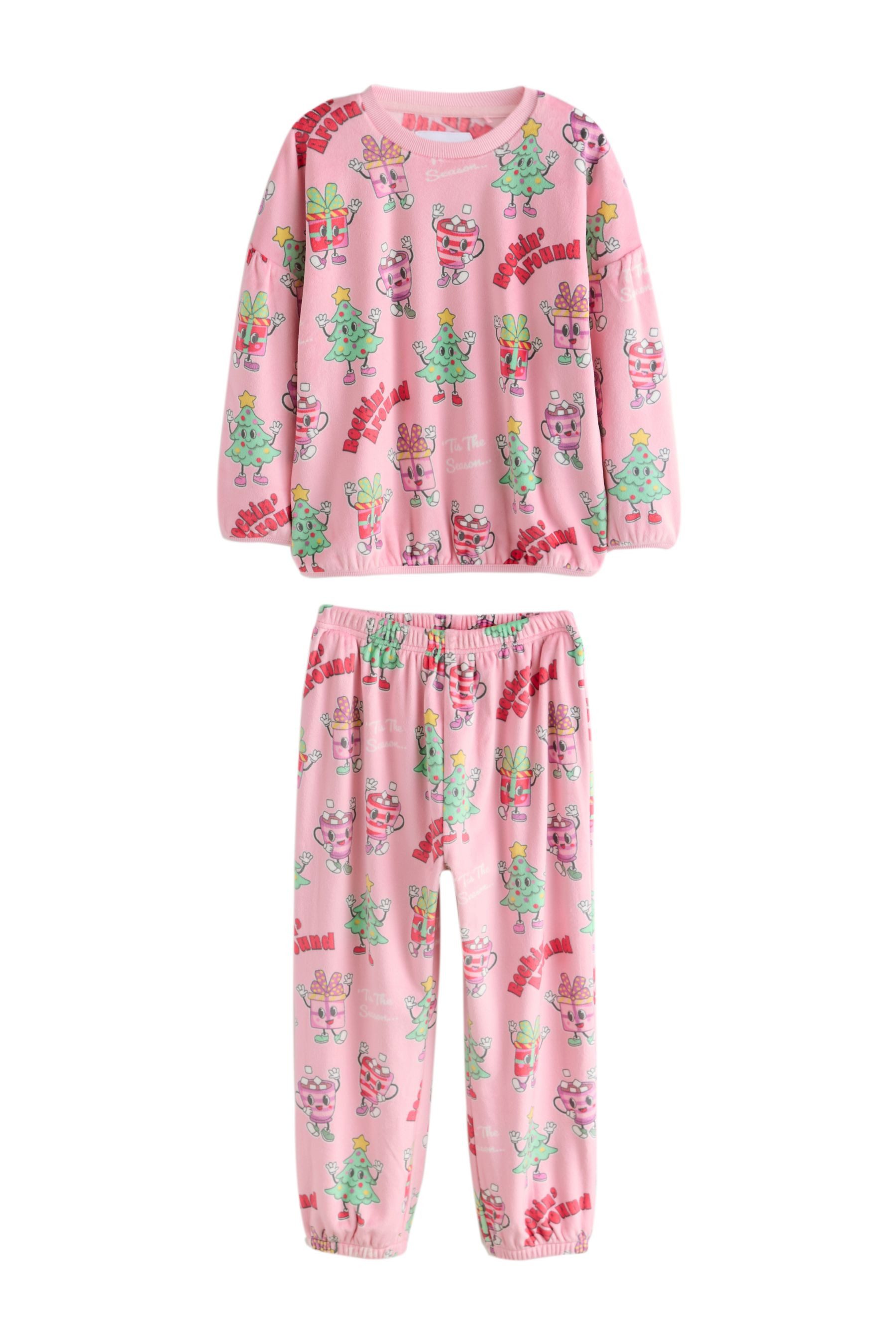 Next Pyjama Kuscheliger Fleece-Schlafanzug, Weihnachtsmuster (2 tlg)